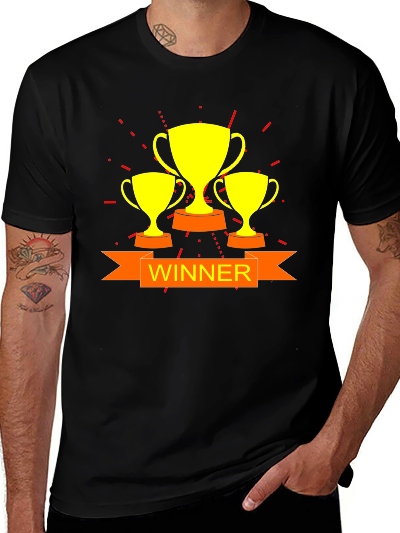 Winner Trophy Graphic Black T-Shirt