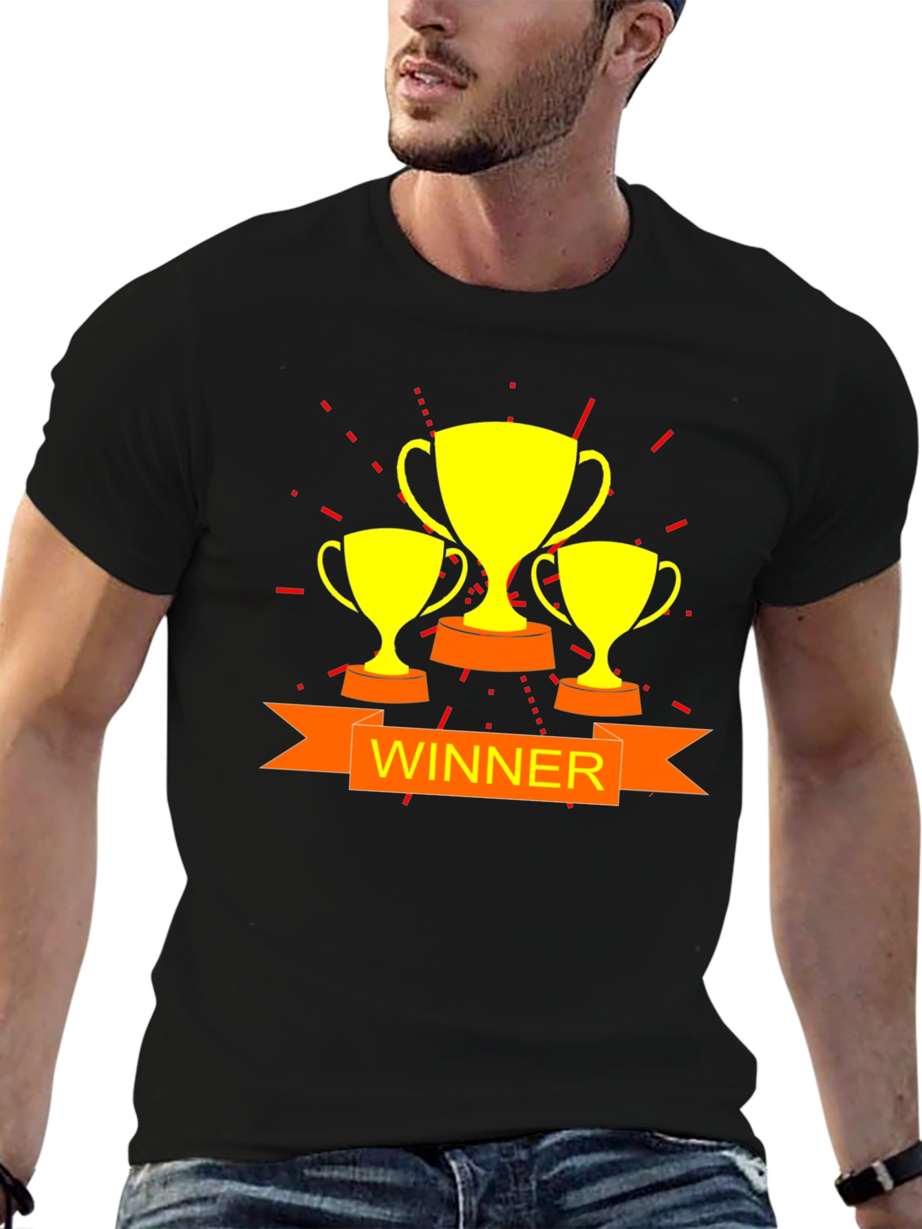 Winner Trophy Graphic Black T-Shirt