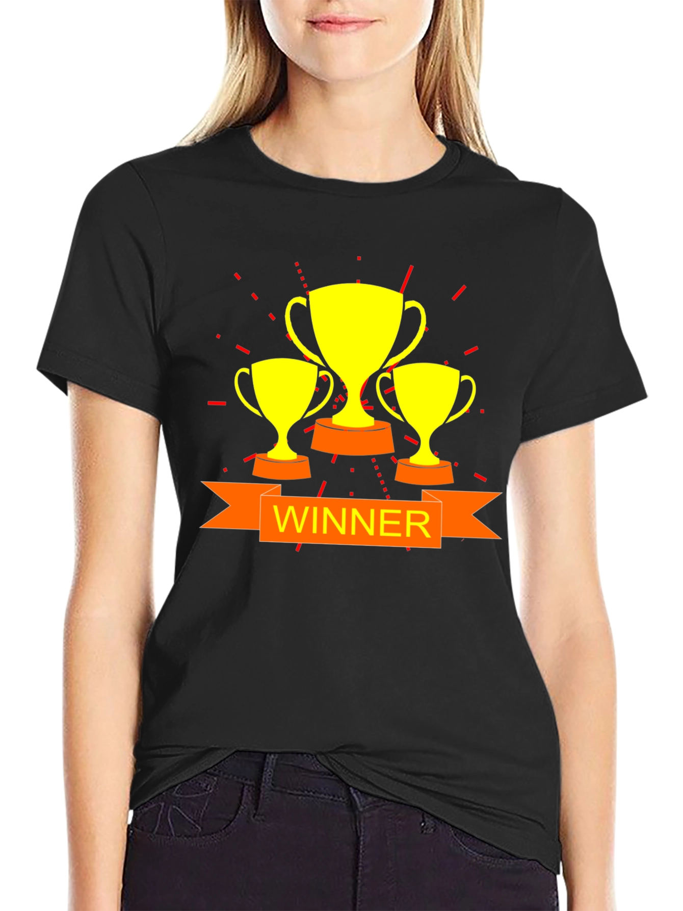 Winner Trophy Graphic Black T-Shirt