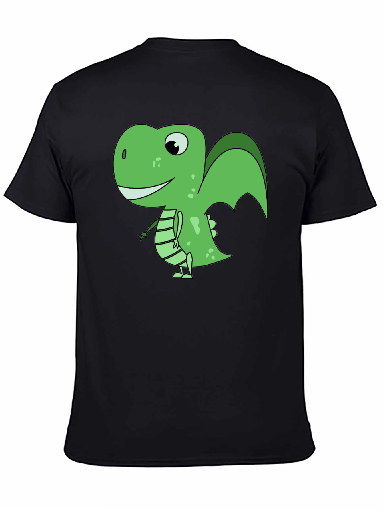 Cartoon Dinosaur Graphic T-Shirt - Black
