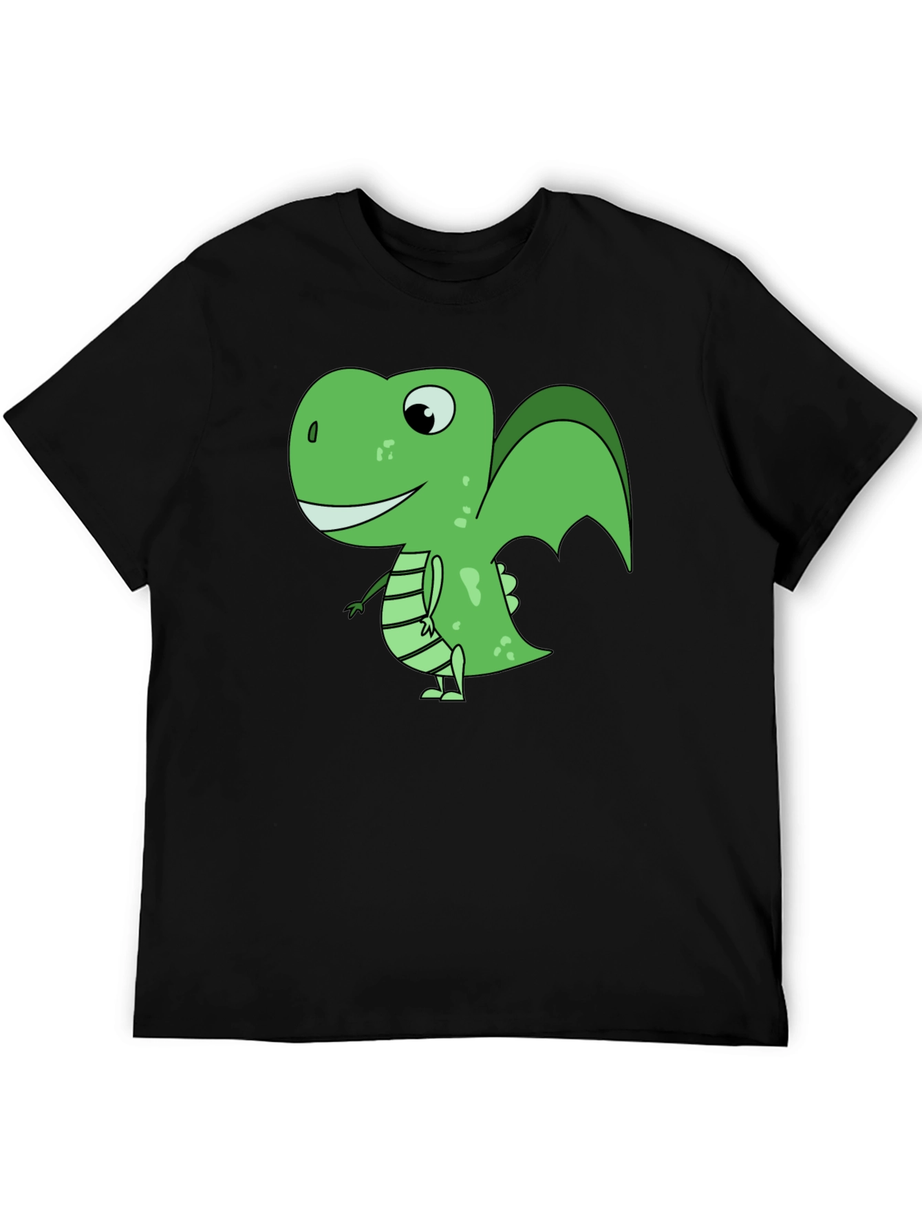 Cartoon Dinosaur Graphic T-Shirt - Black