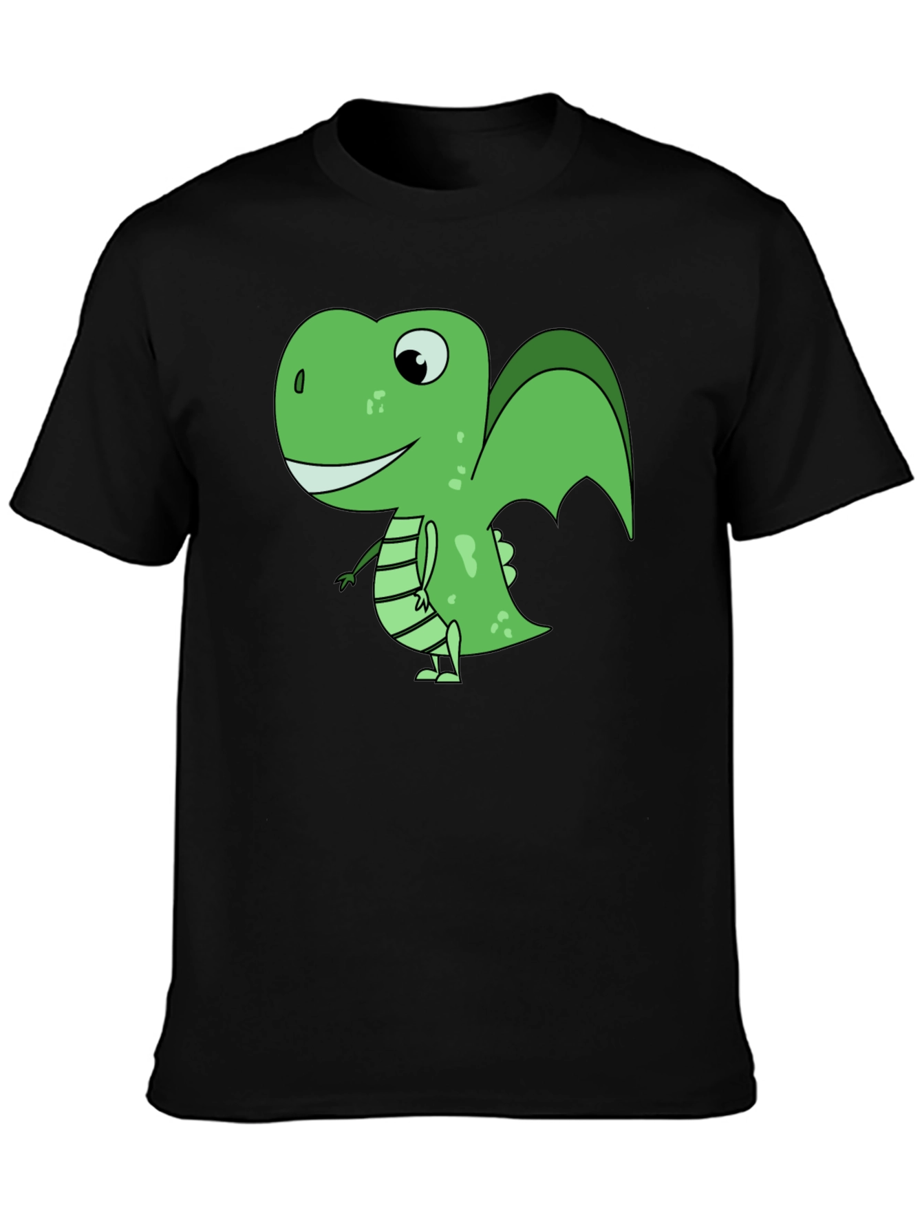 Cartoon Dinosaur Graphic T-Shirt - Black