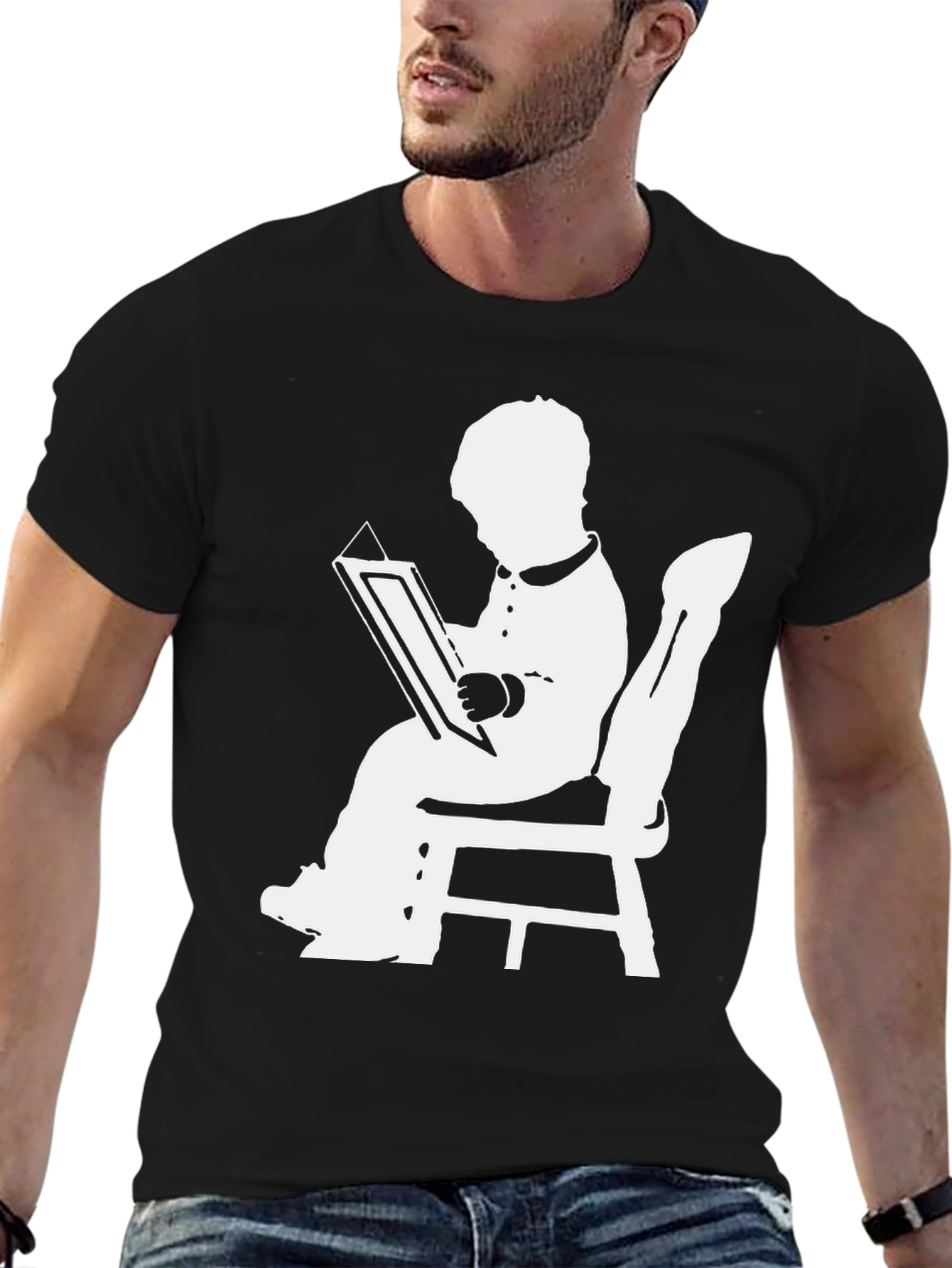 Reading Silhouette Graphic T-Shirt - Black
