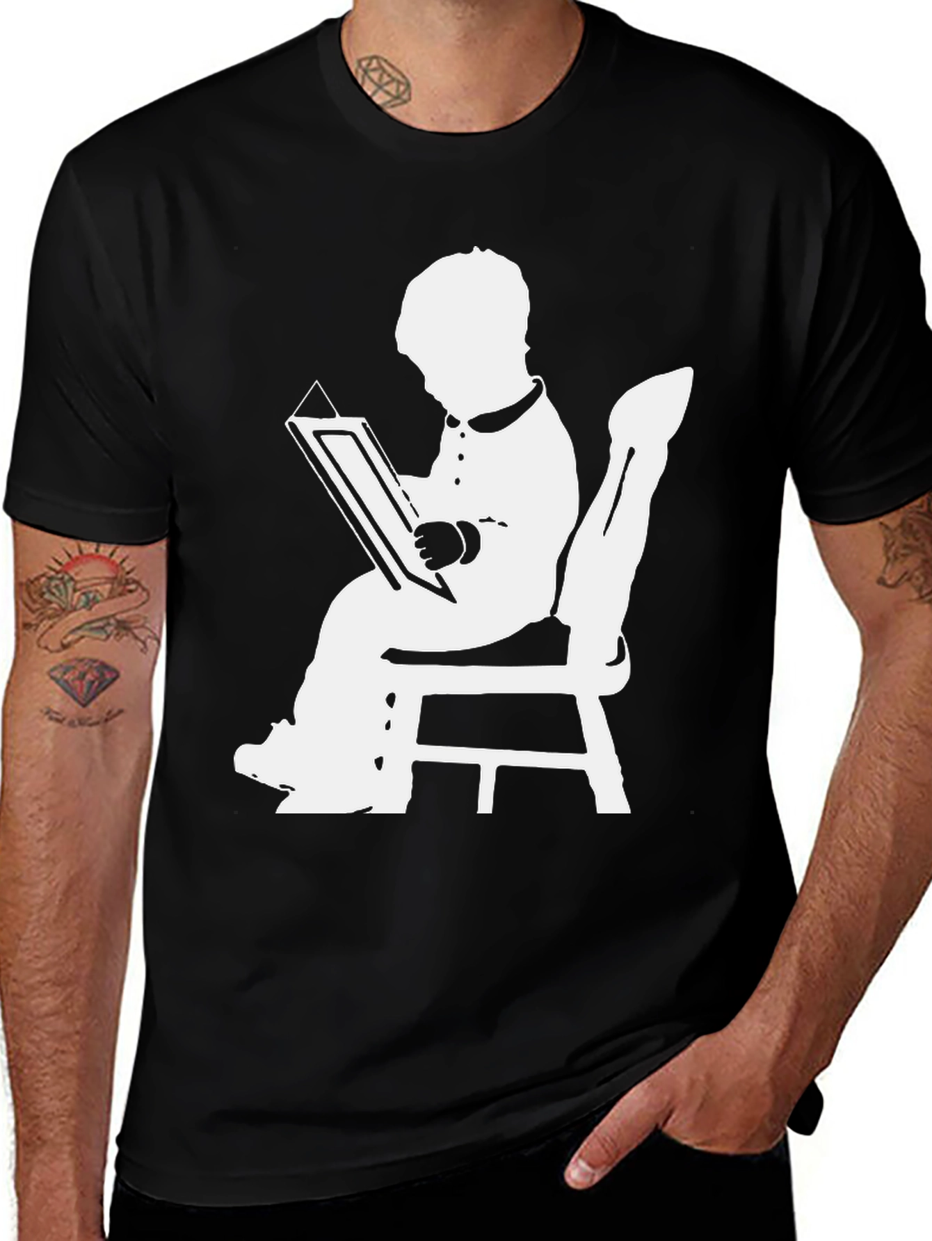 Reading Silhouette Graphic T-Shirt - Black