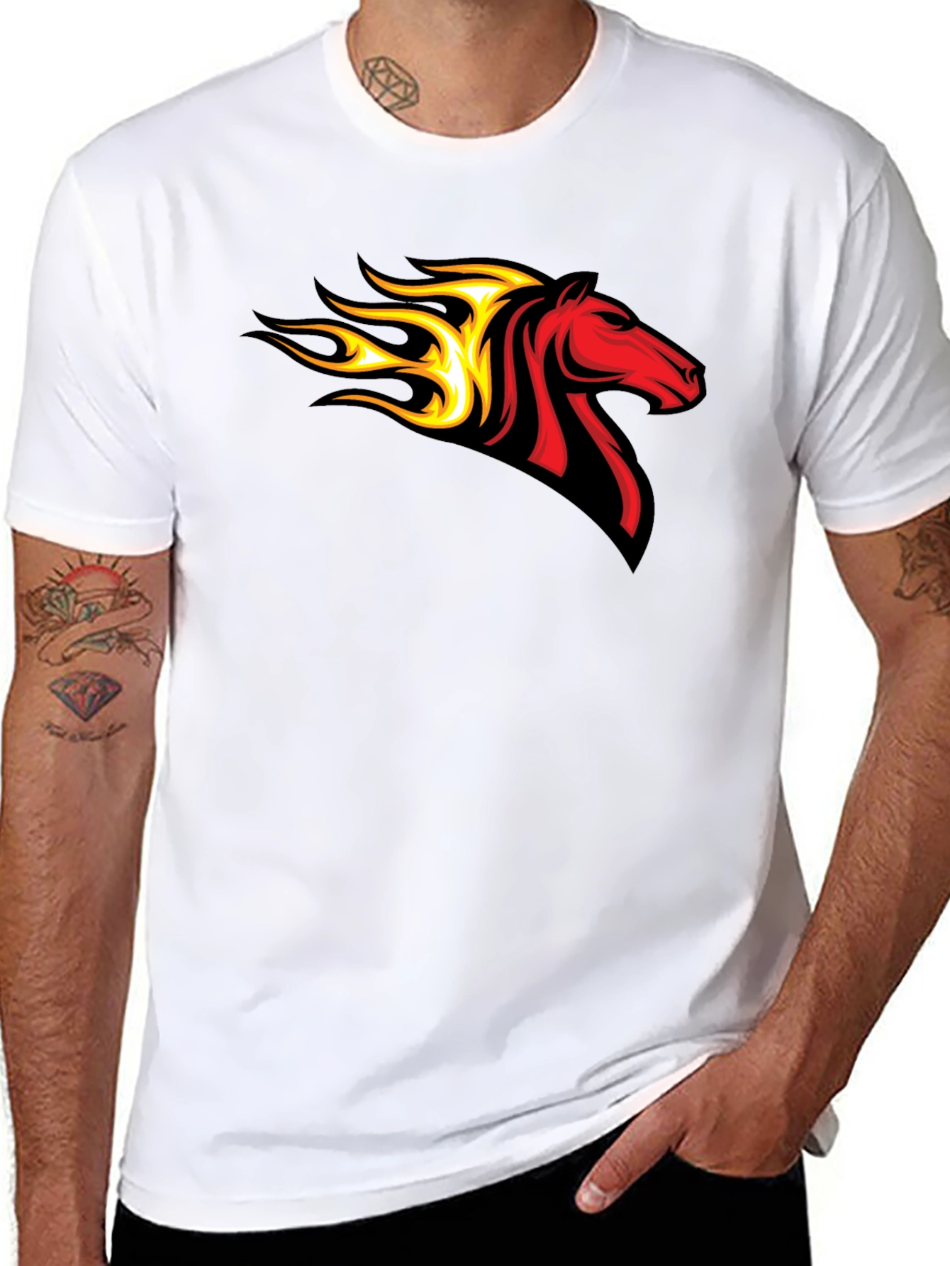 Flaming Horse Graphic Tee - Black