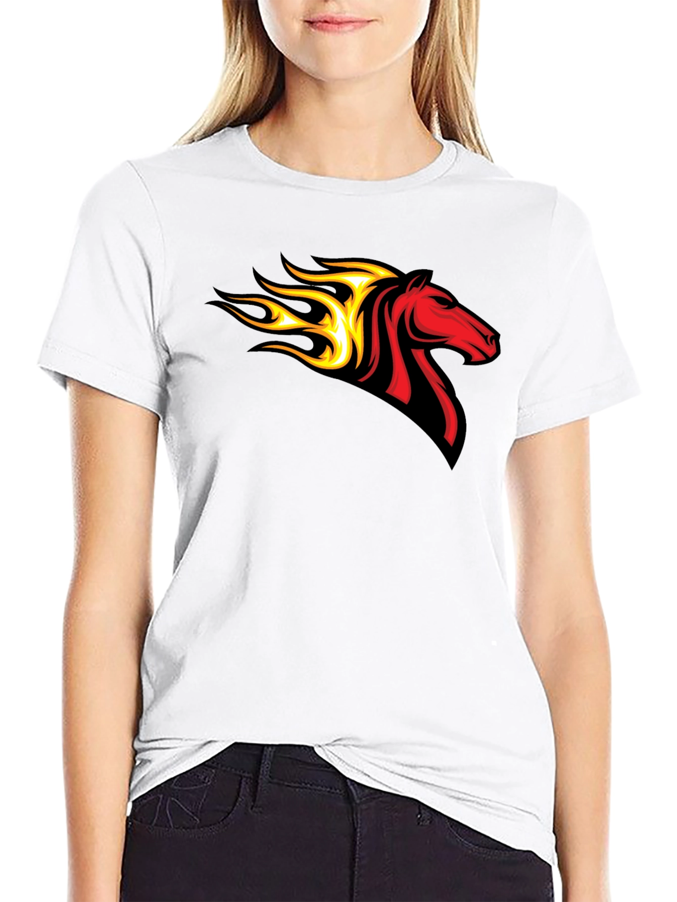 Flaming Horse Graphic Tee - Black