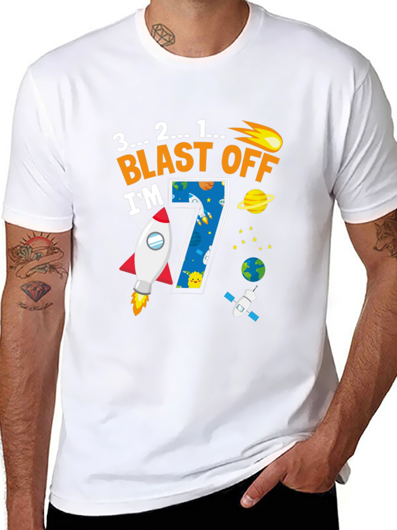 Blast Off 7th Birthday T-Shirt