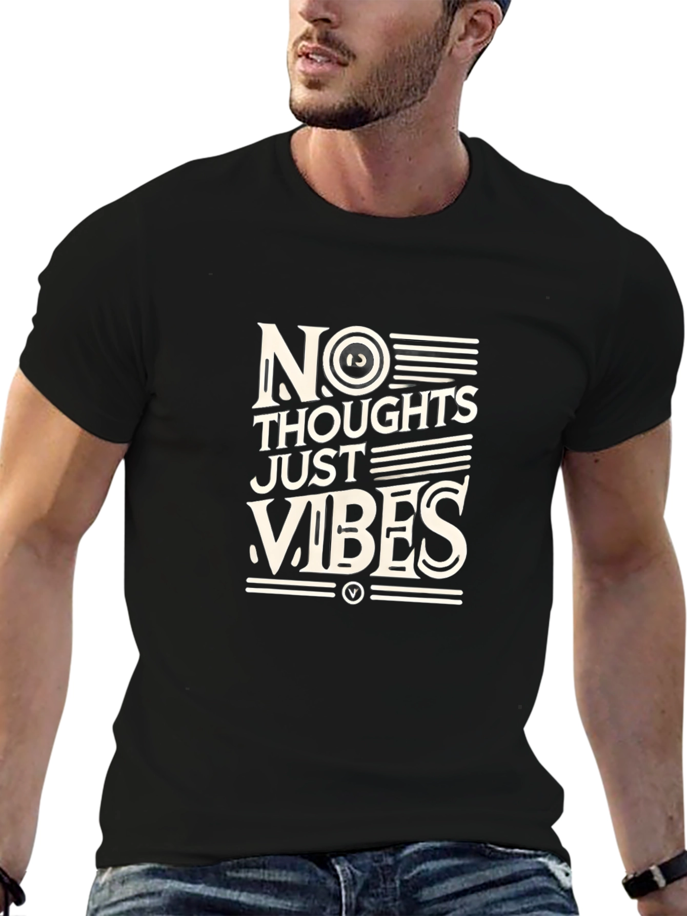 No Thoughts Just Vibes Black T-Shirt