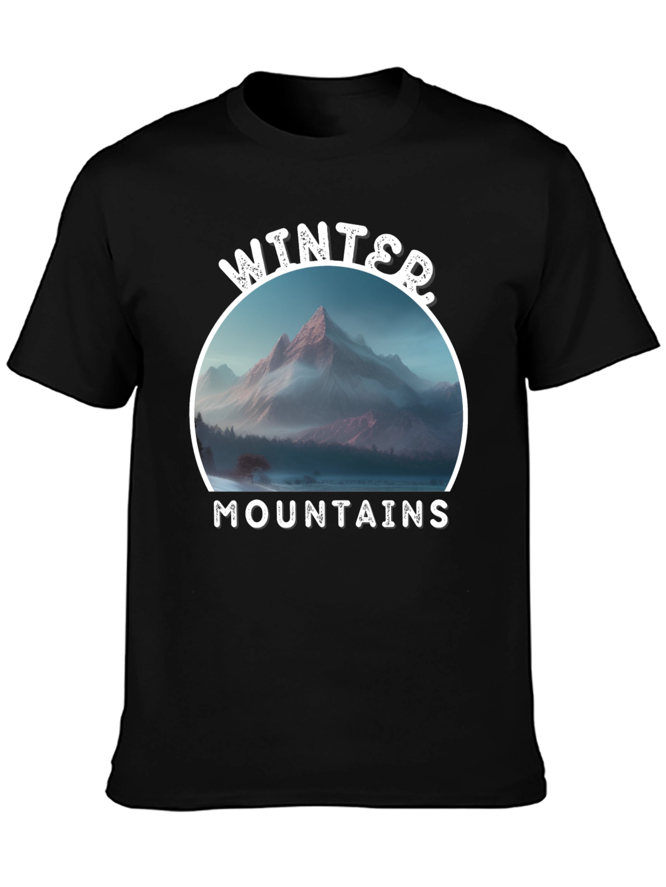 Winter Mountains Graphic Black T-Shirt
