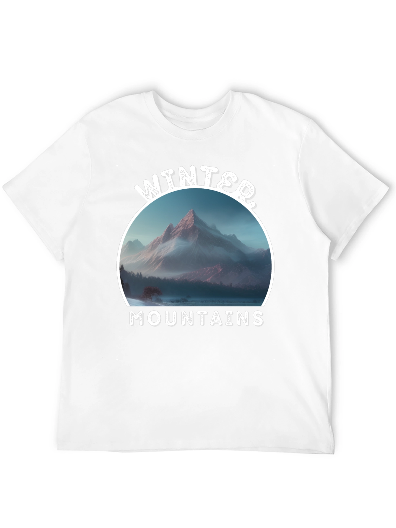 Winter Mountains Graphic Black T-Shirt