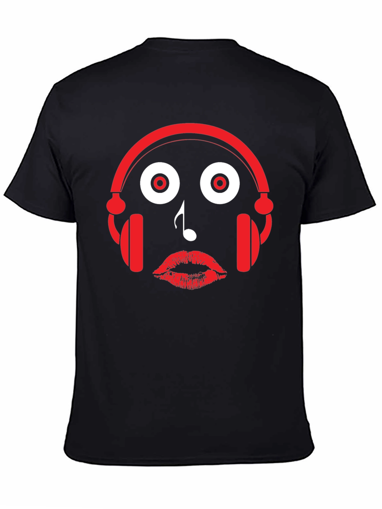 Music Lovers Tee: Headphones Note Lips Graphic T-Shirt