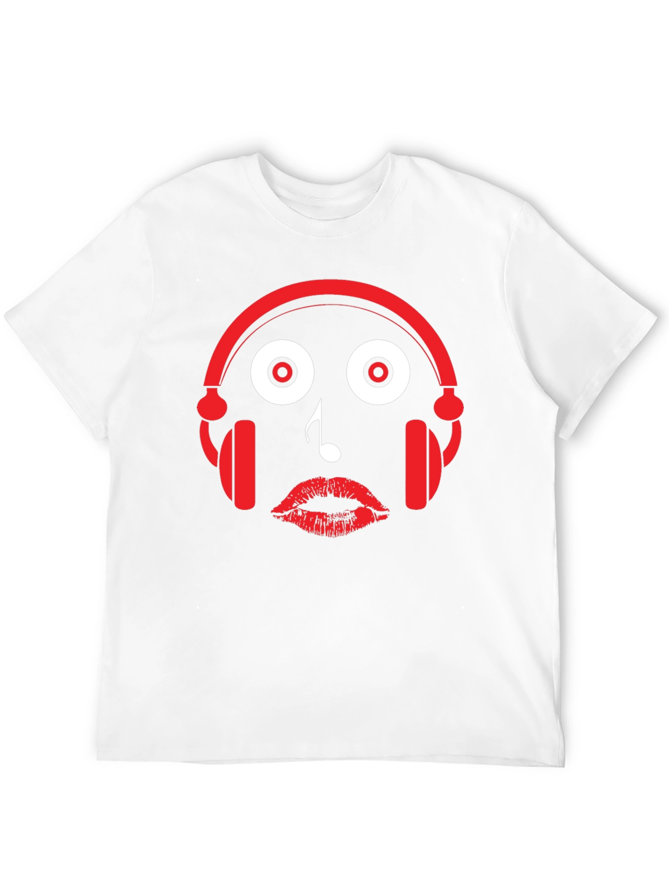 Music Lovers Tee: Headphones Note Lips Graphic T-Shirt