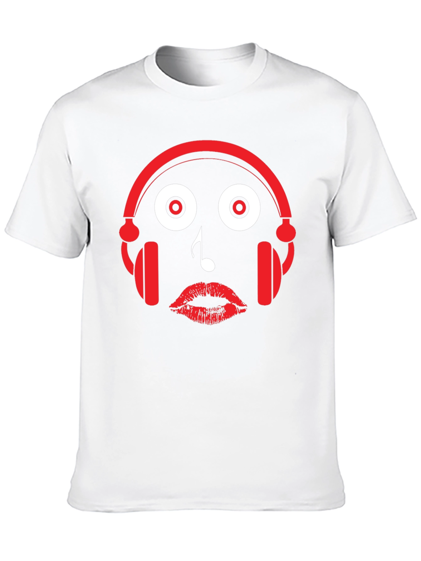 Music Lovers Tee: Headphones Note Lips Graphic T-Shirt