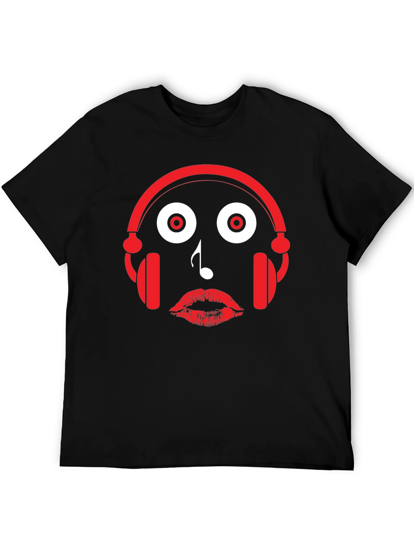 Music Lovers Tee: Headphones Note Lips Graphic T-Shirt