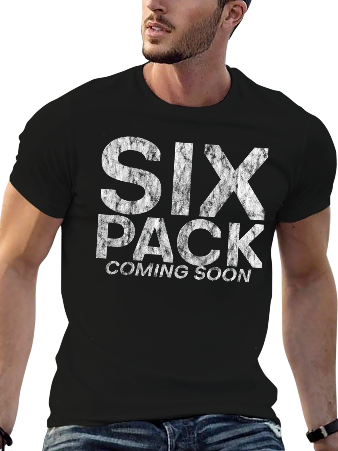 Mens Six Pack Coming Soon Graphic Tee