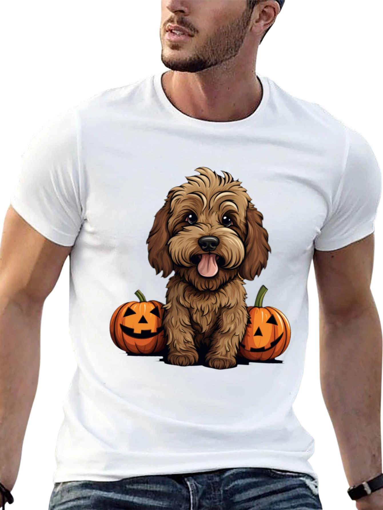 Halloween Dog Lover T-Shirt - Cute Puppy & Pumpkins