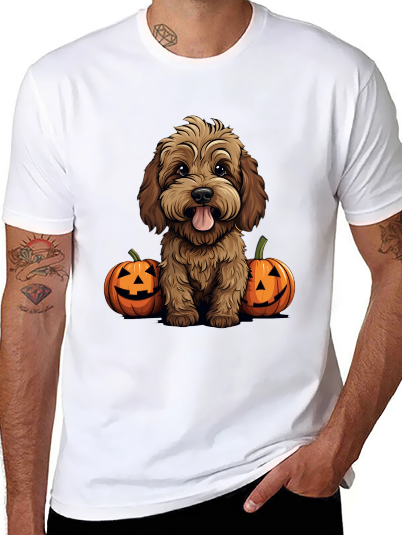 Halloween Dog Lover T-Shirt - Cute Puppy & Pumpkins