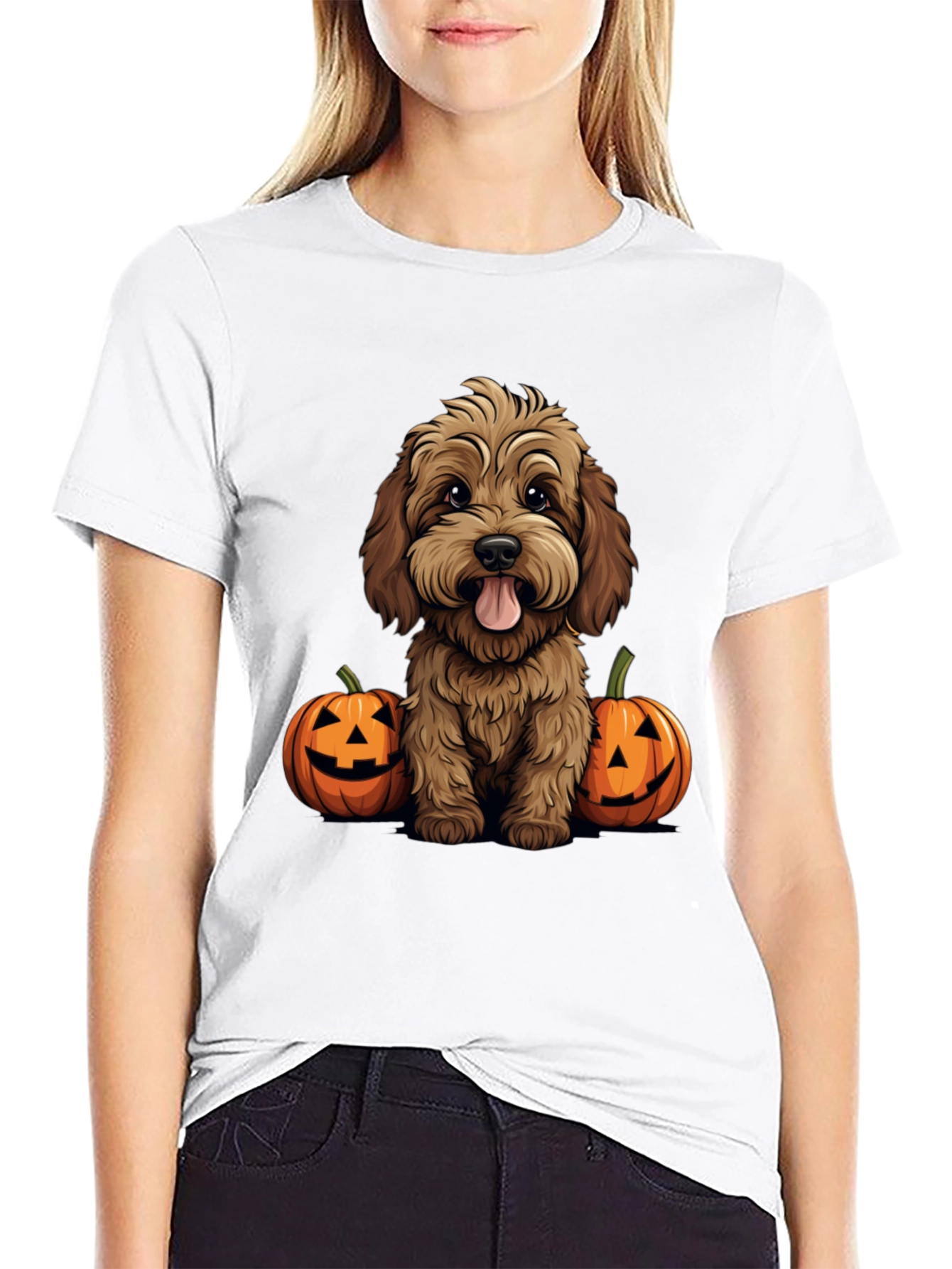 Halloween Dog Lover T-Shirt - Cute Puppy & Pumpkins