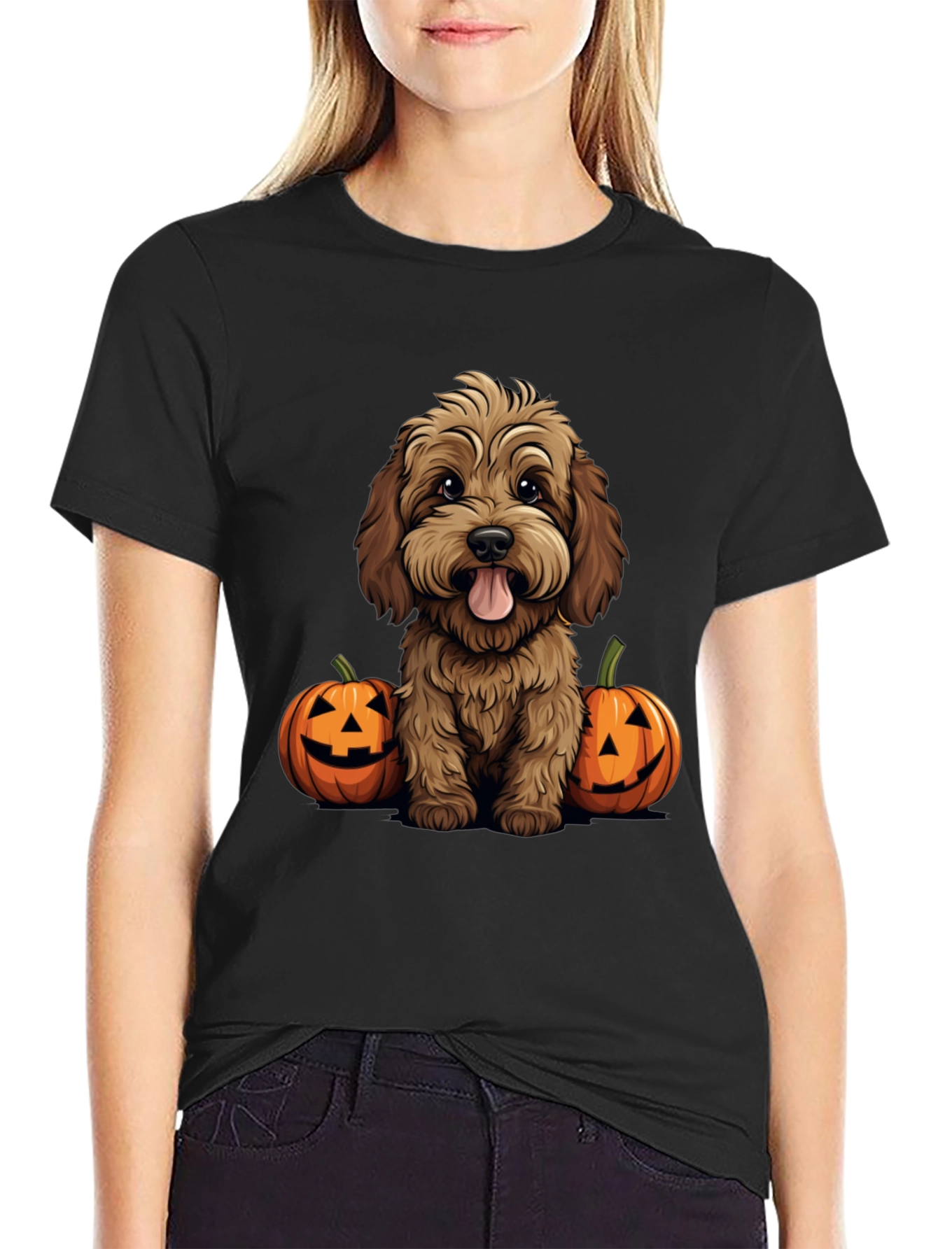Halloween Dog Lover T-Shirt - Cute Puppy & Pumpkins