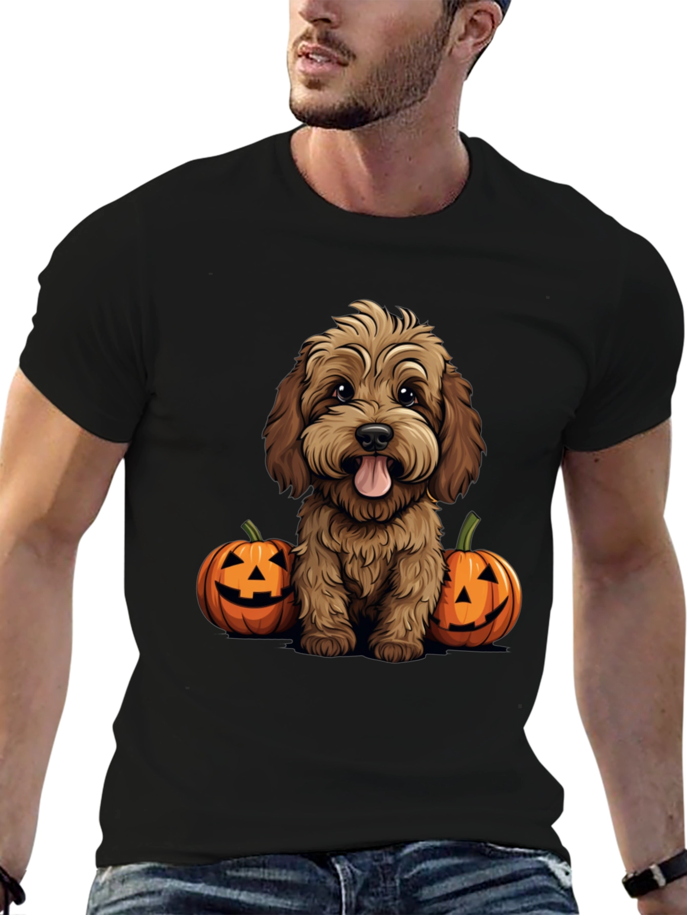 Halloween Dog Lover T-Shirt - Cute Puppy & Pumpkins
