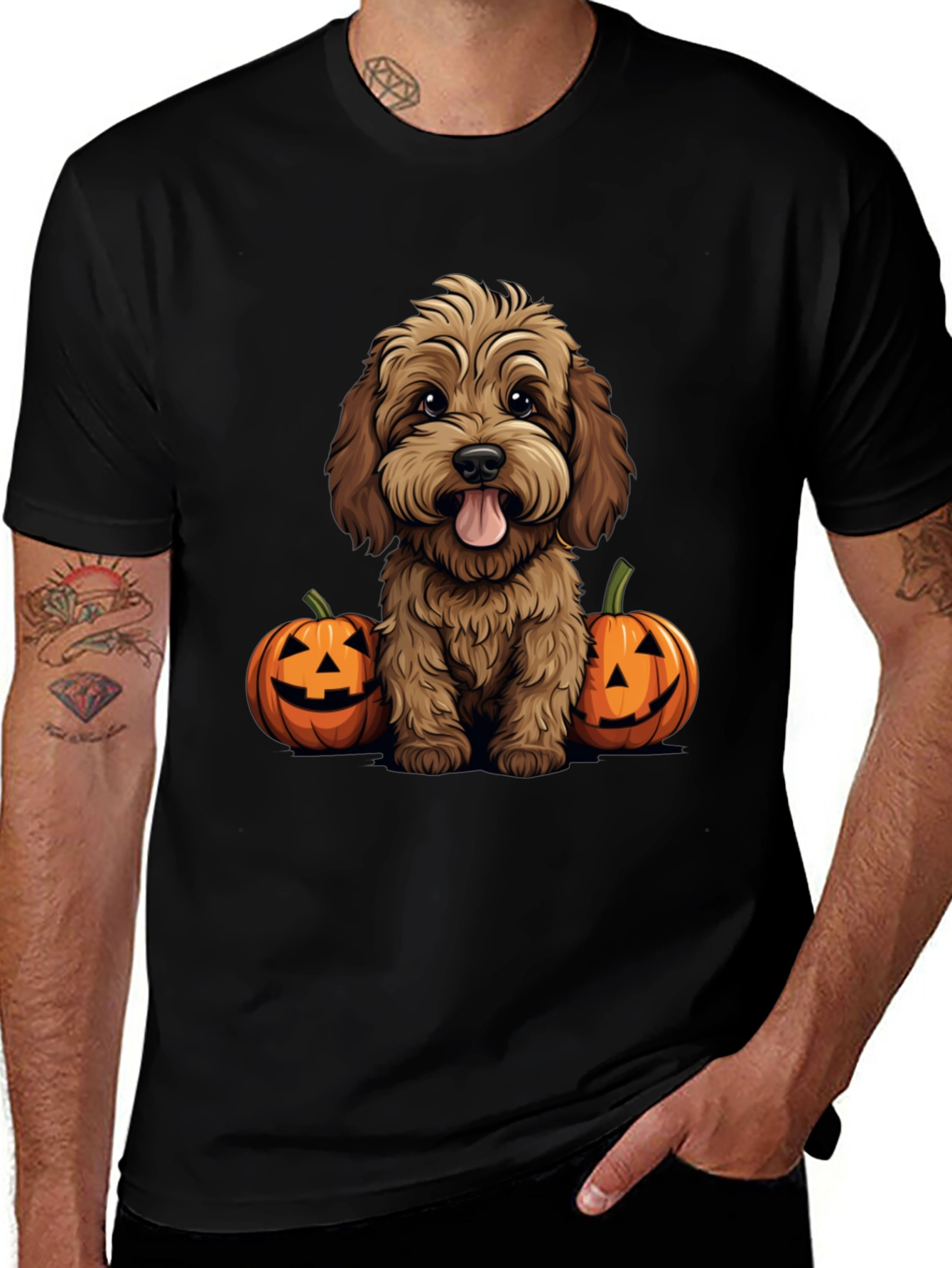 Halloween Dog Lover T-Shirt - Cute Puppy & Pumpkins