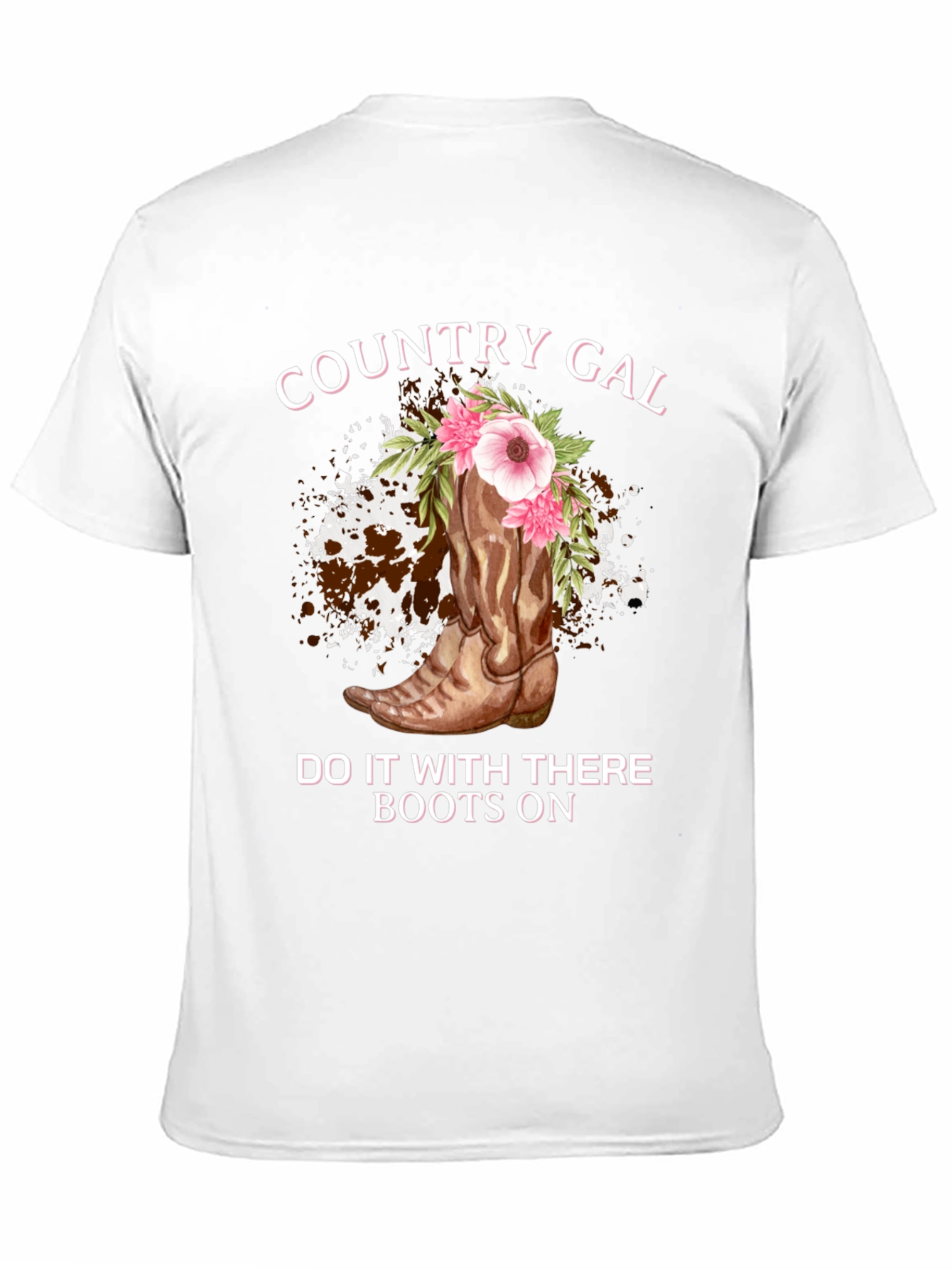 Country Gal Boots On Black T-Shirt