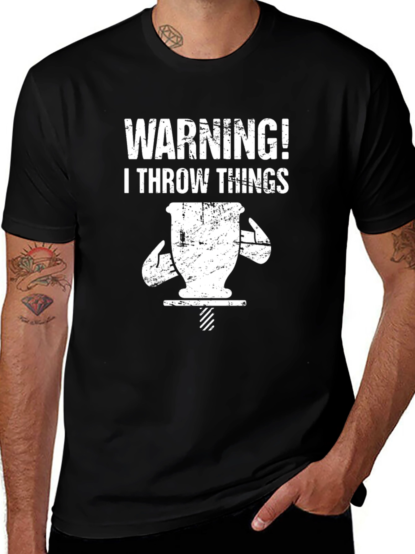 Warning! I Throw Things T-Shirt Funny Pottery Gift