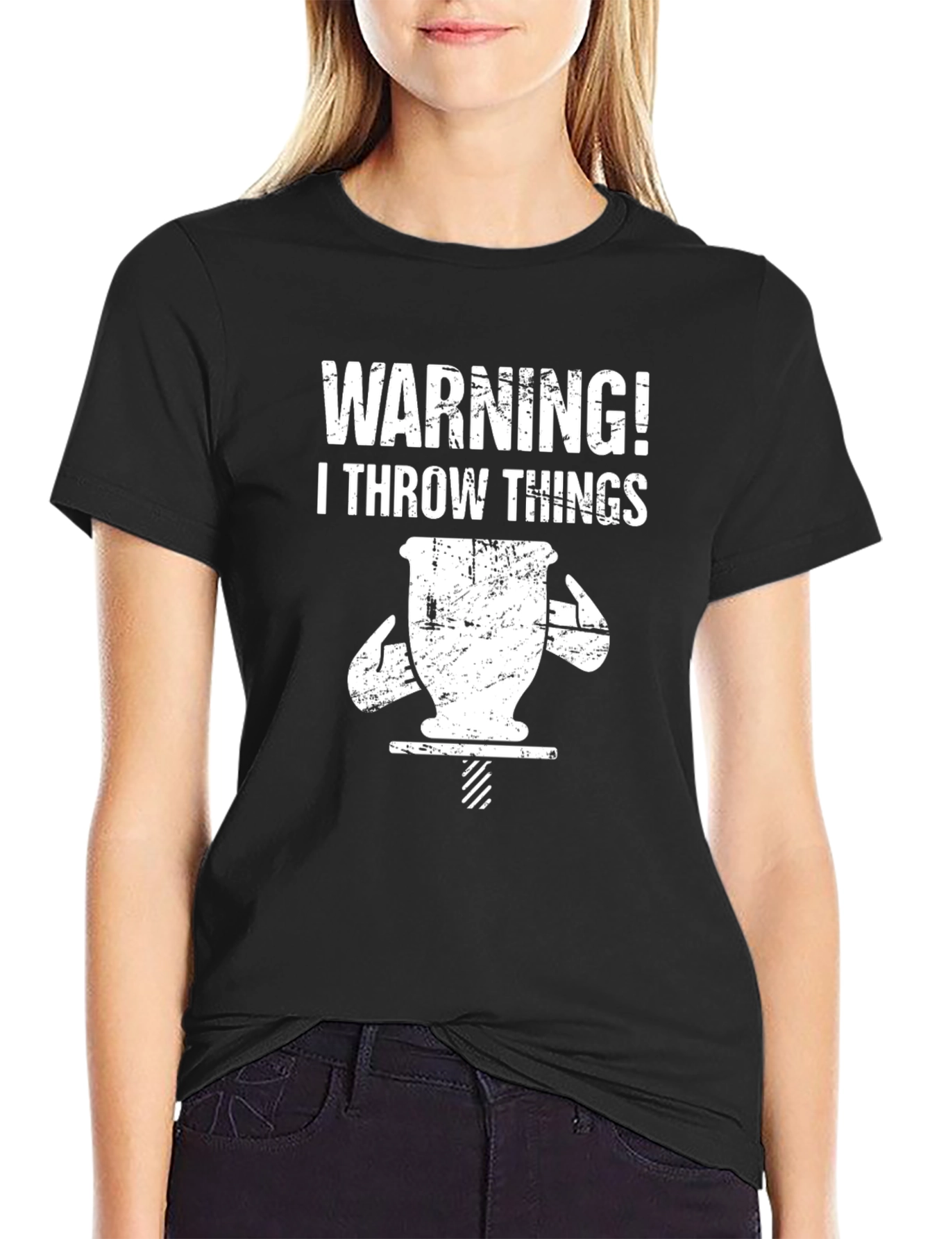 Warning! I Throw Things T-Shirt Funny Pottery Gift