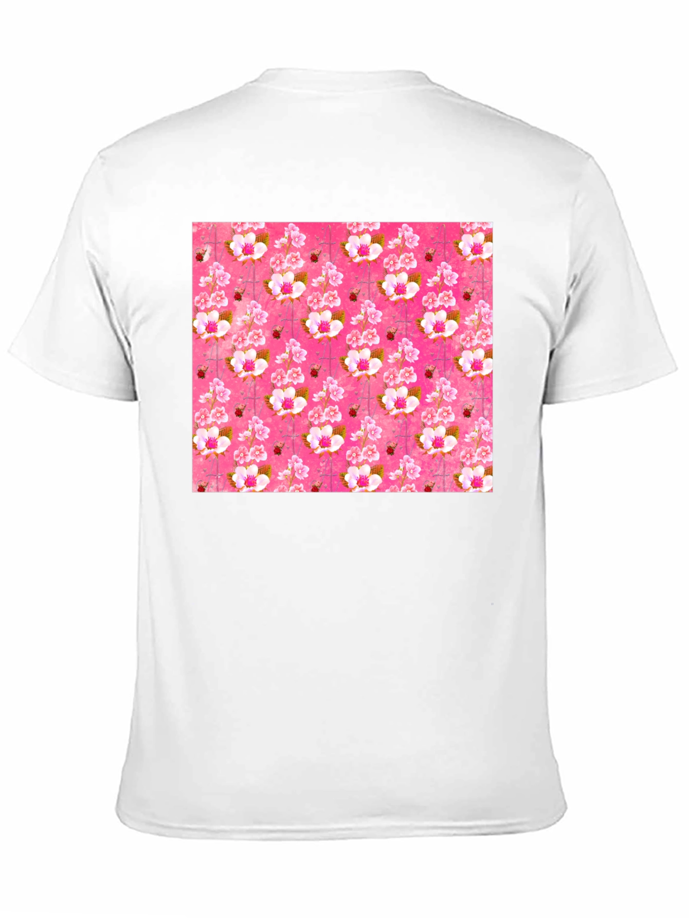 Floral Blossom Print Mens Black T-Shirt