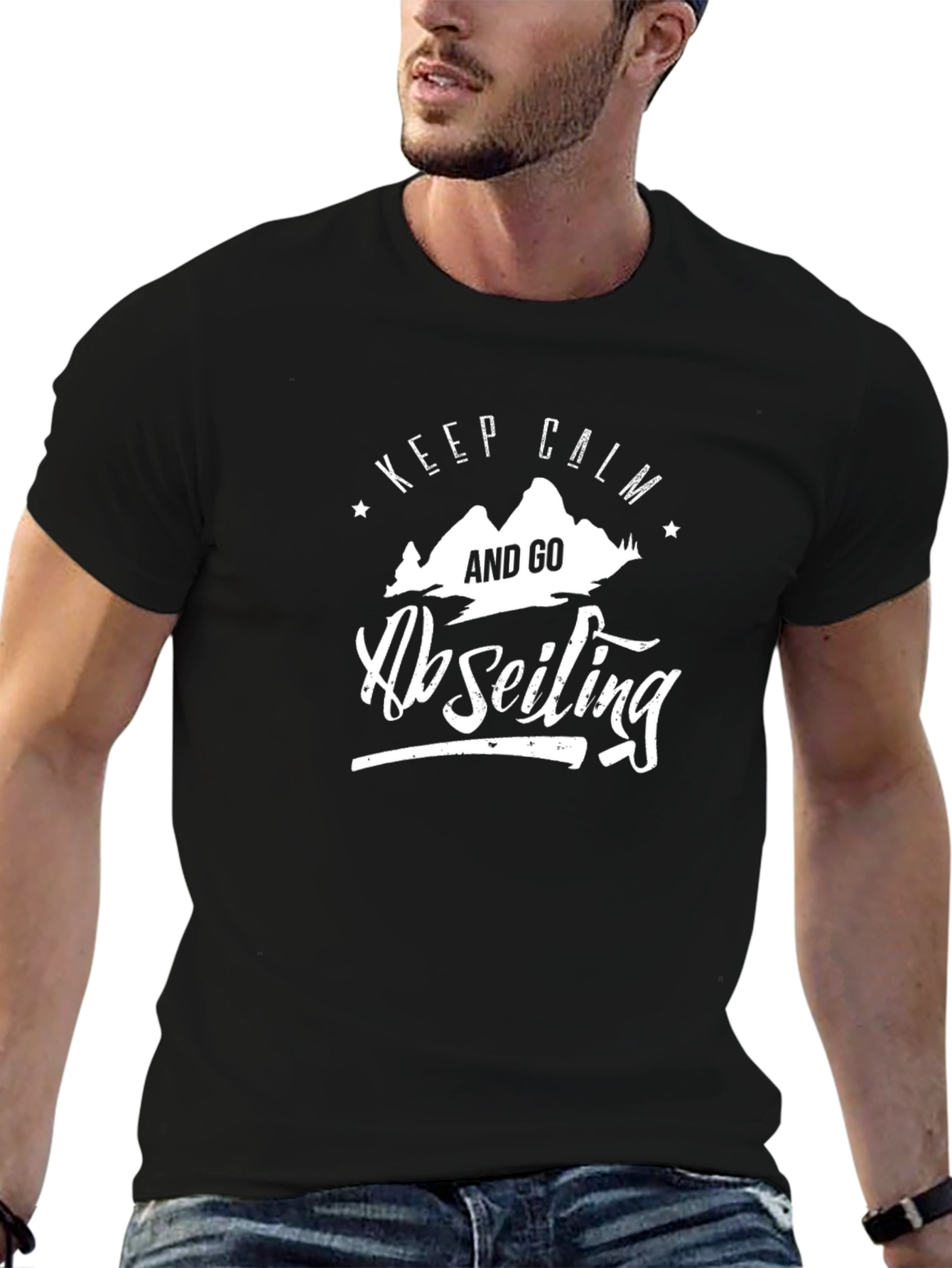 Keep Calm Abseiling Black T-Shirt