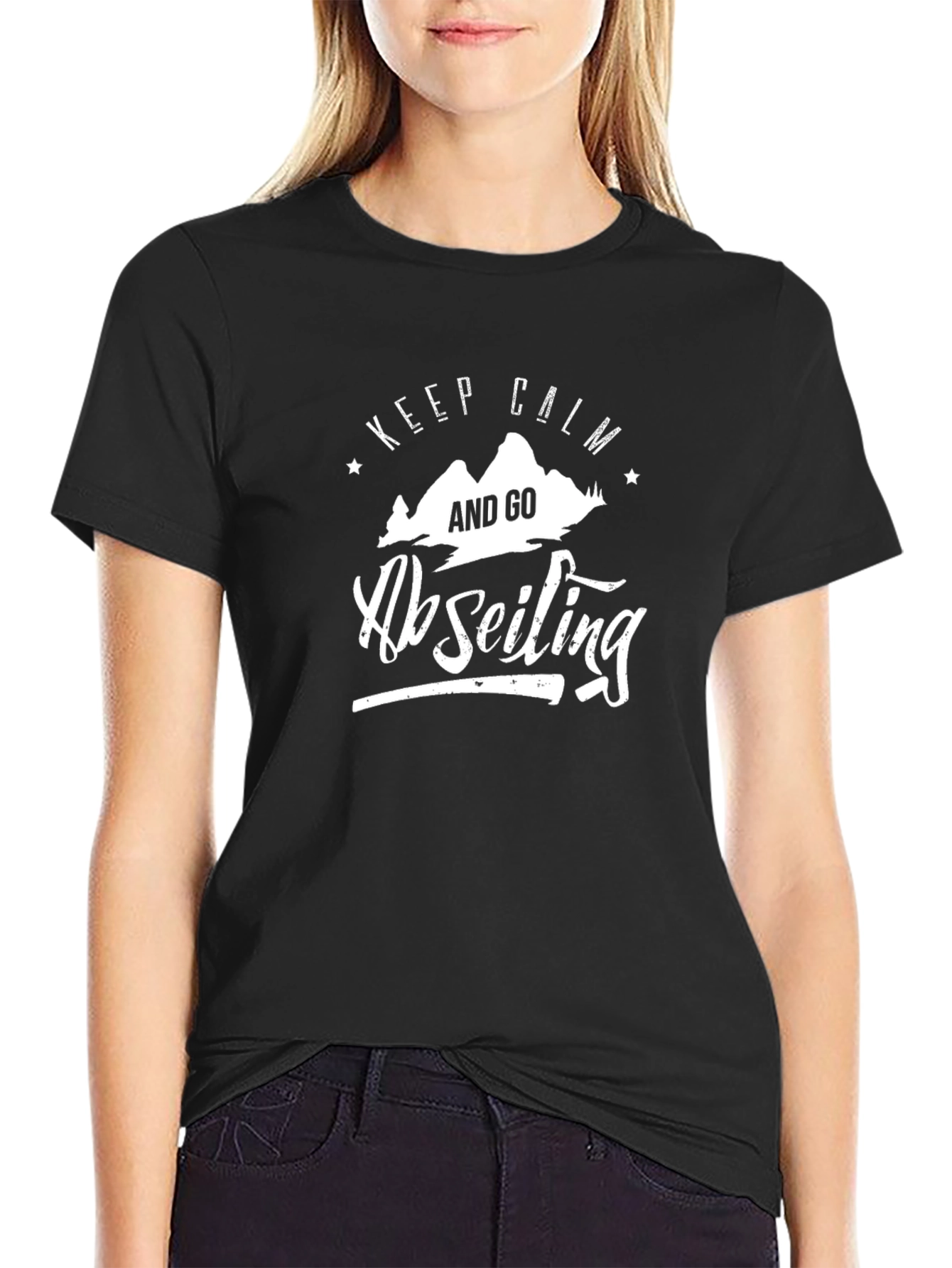 Keep Calm Abseiling Black T-Shirt