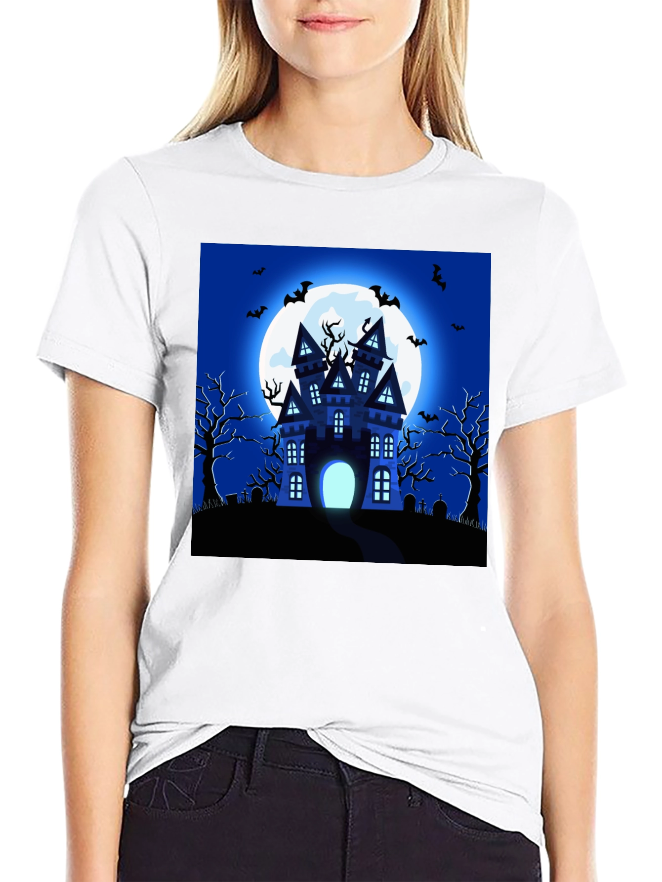 Halloween Haunted House Graphic T-Shirt
