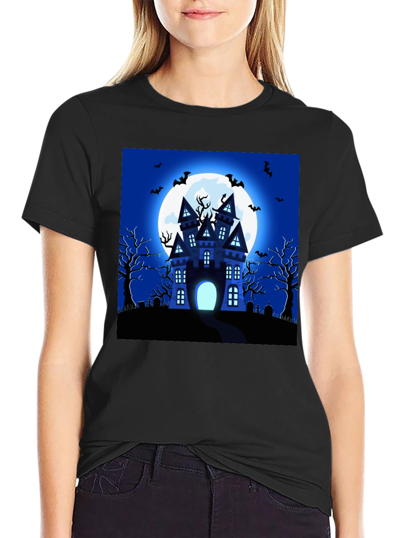 Halloween Haunted House Graphic T-Shirt