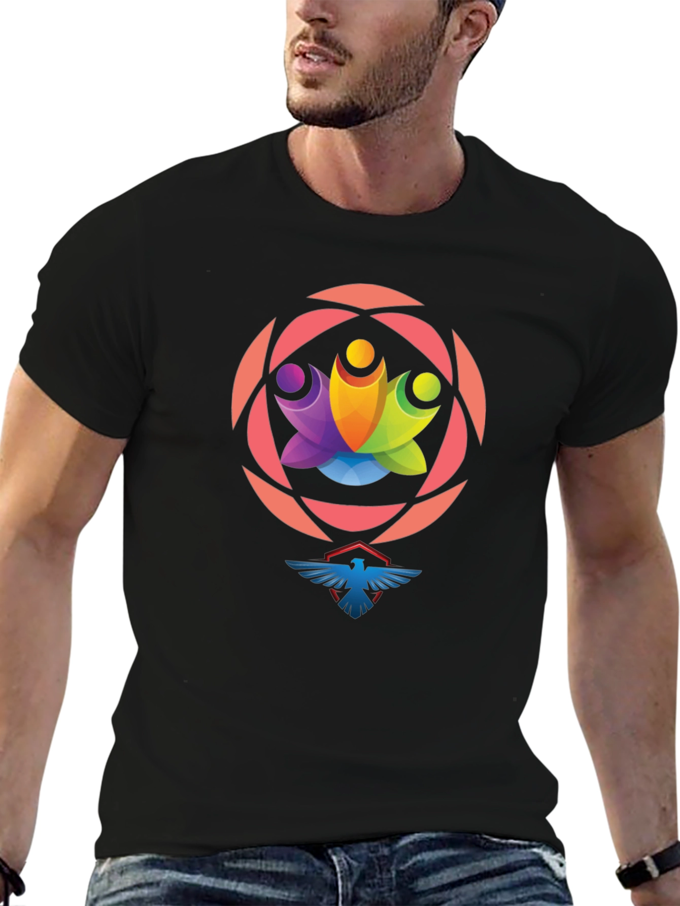 Black Graphic Tee: Unity Eagle Style