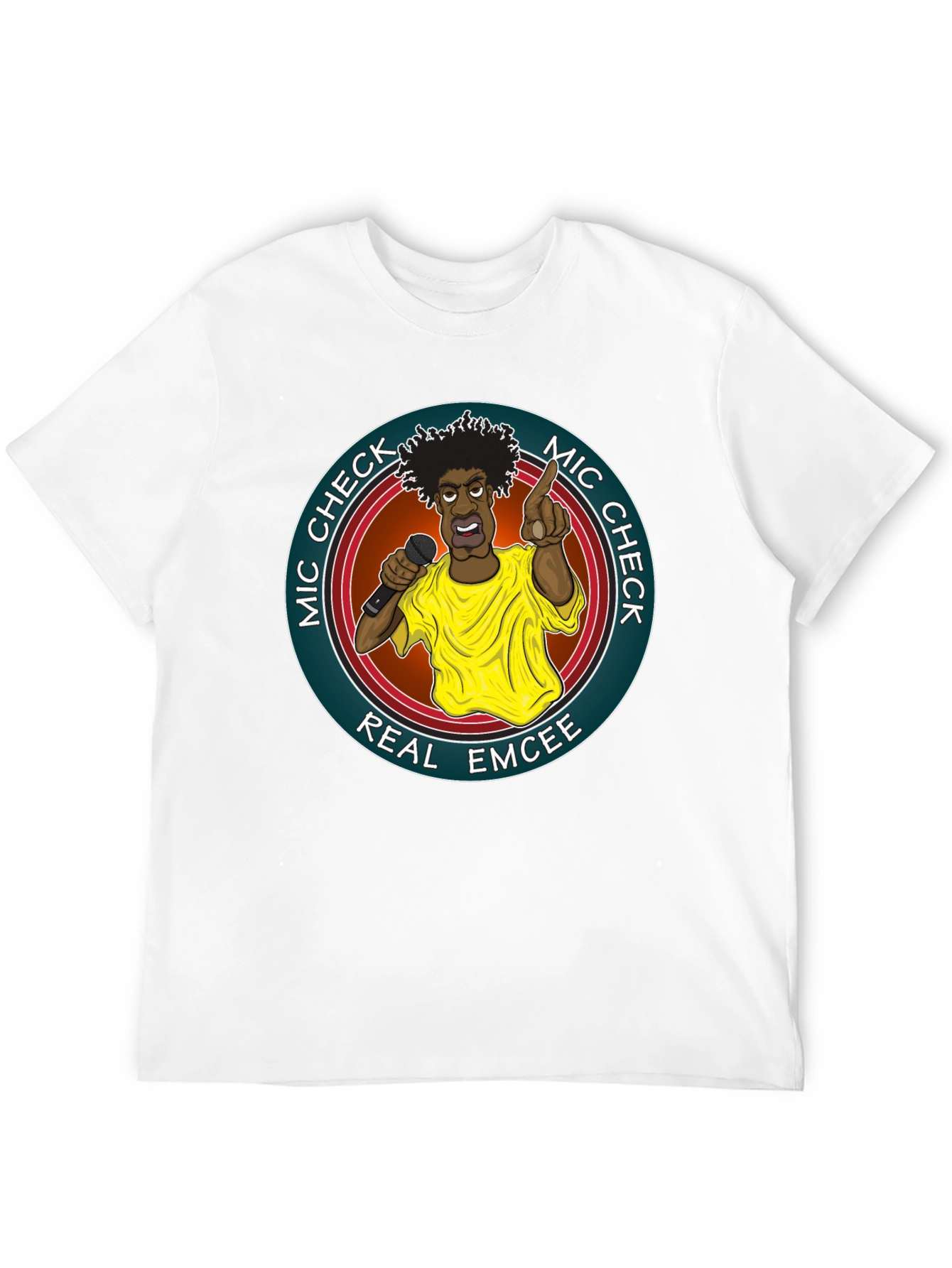 Mic Check Real Emcee Black Graphic T-Shirt