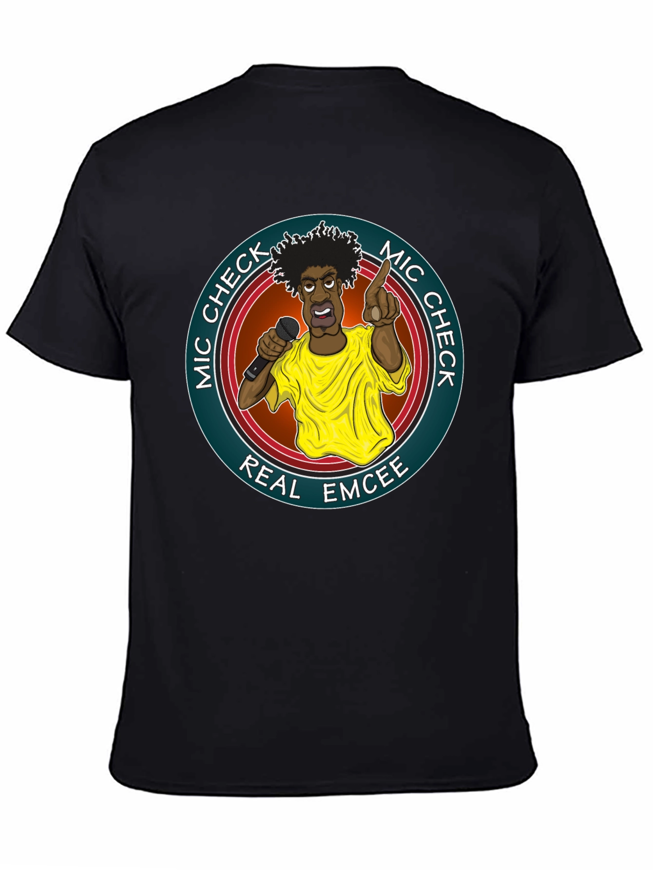 Mic Check Real Emcee Black Graphic T-Shirt
