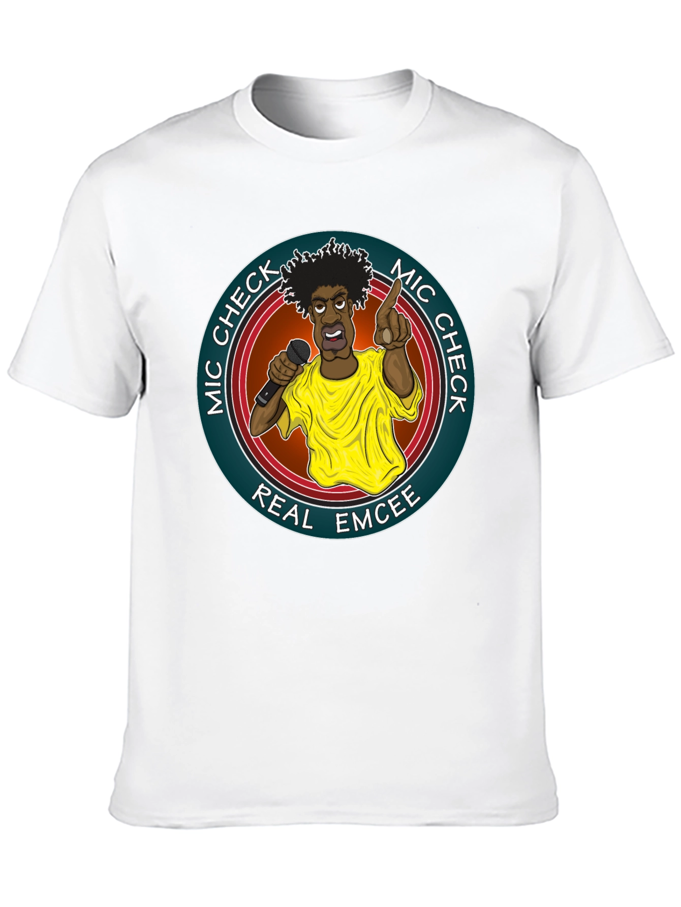 Mic Check Real Emcee Black Graphic T-Shirt