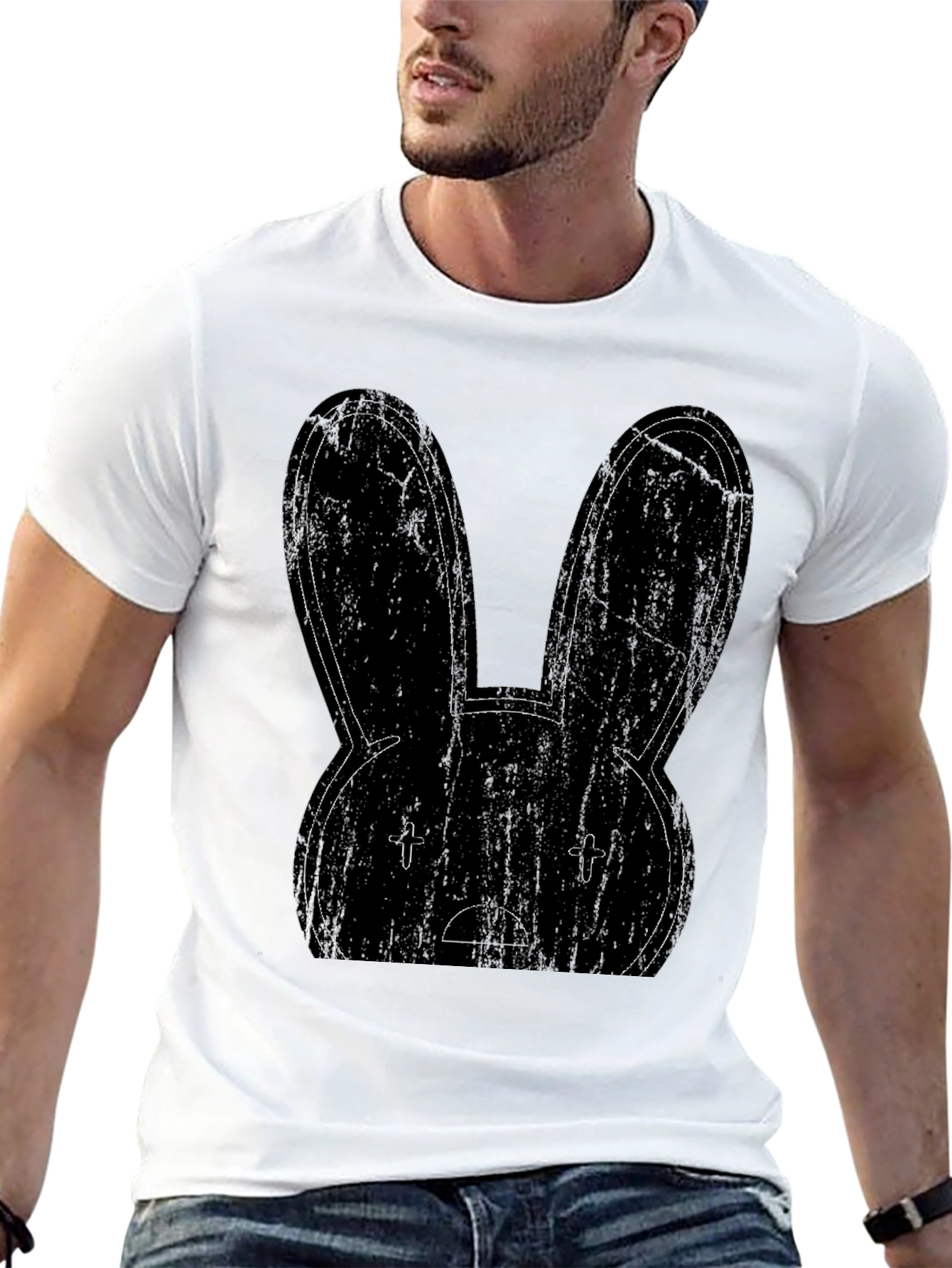 Bunny Face Graphic Black T-Shirt