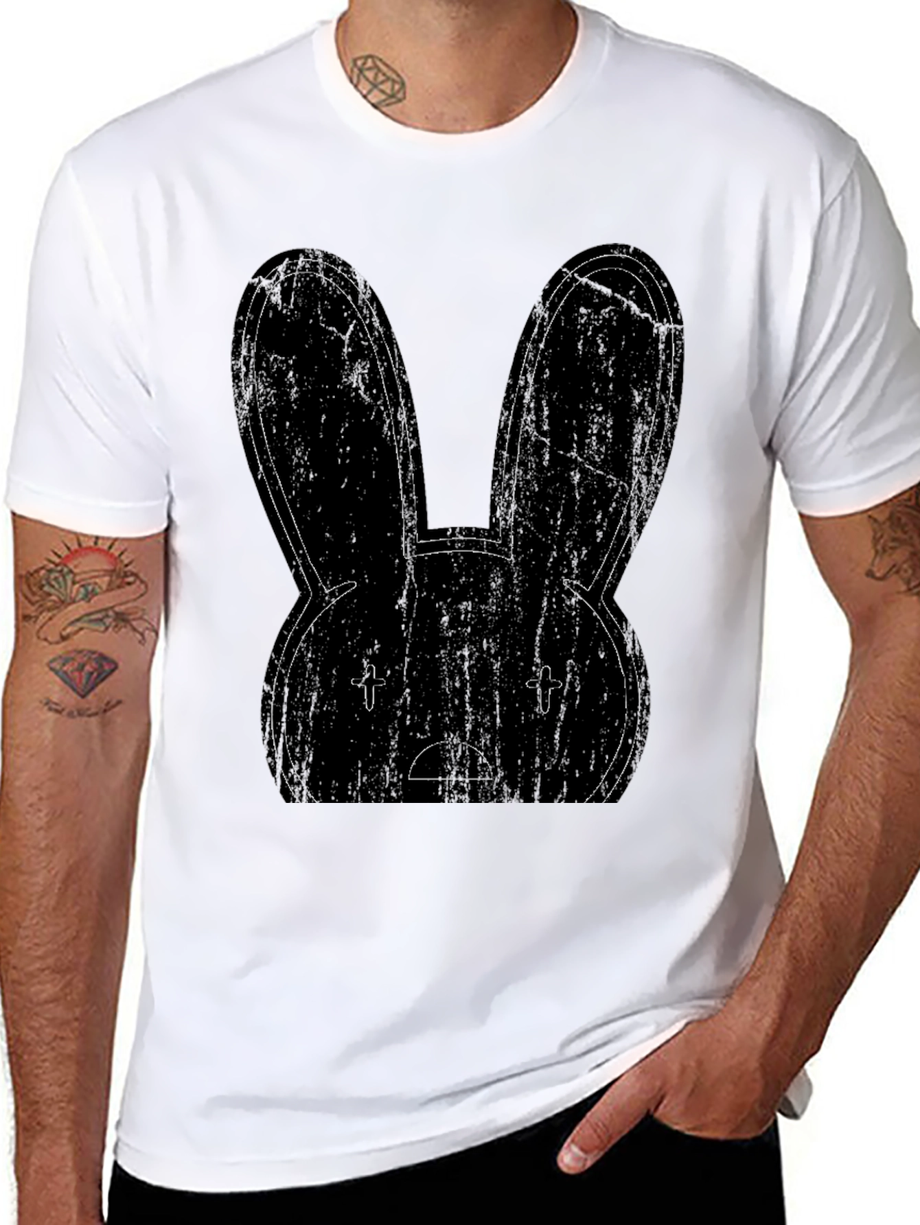 Bunny Face Graphic Black T-Shirt