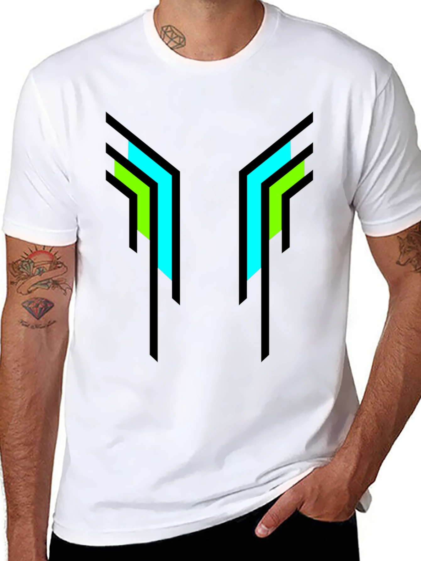 Geometric Print Black T-Shirt