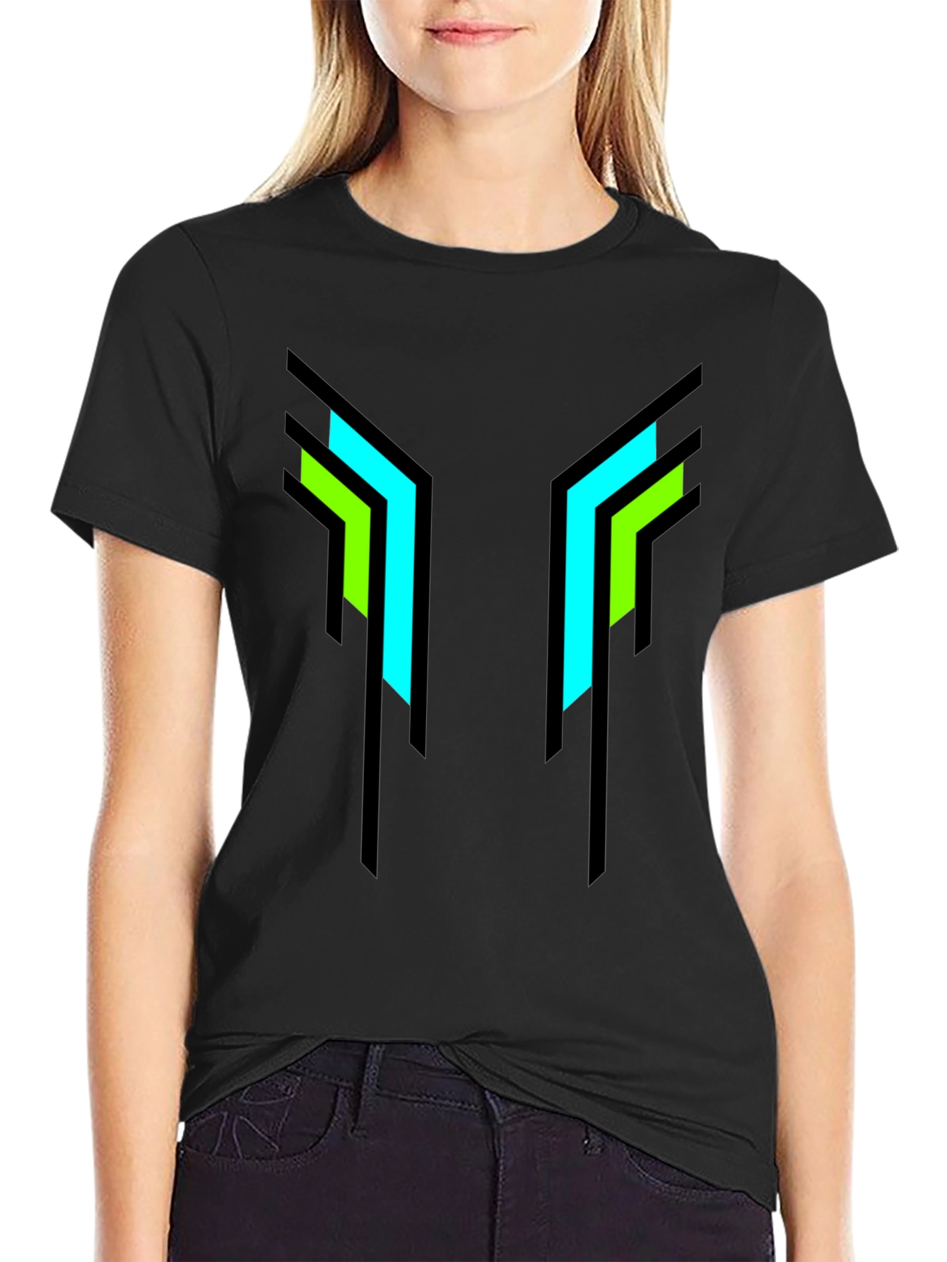 Geometric Print Black T-Shirt