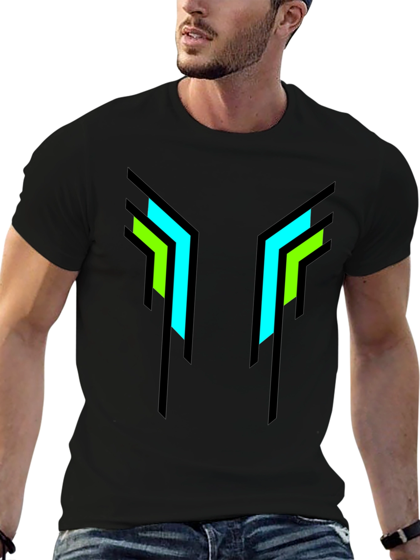 Geometric Print Black T-Shirt