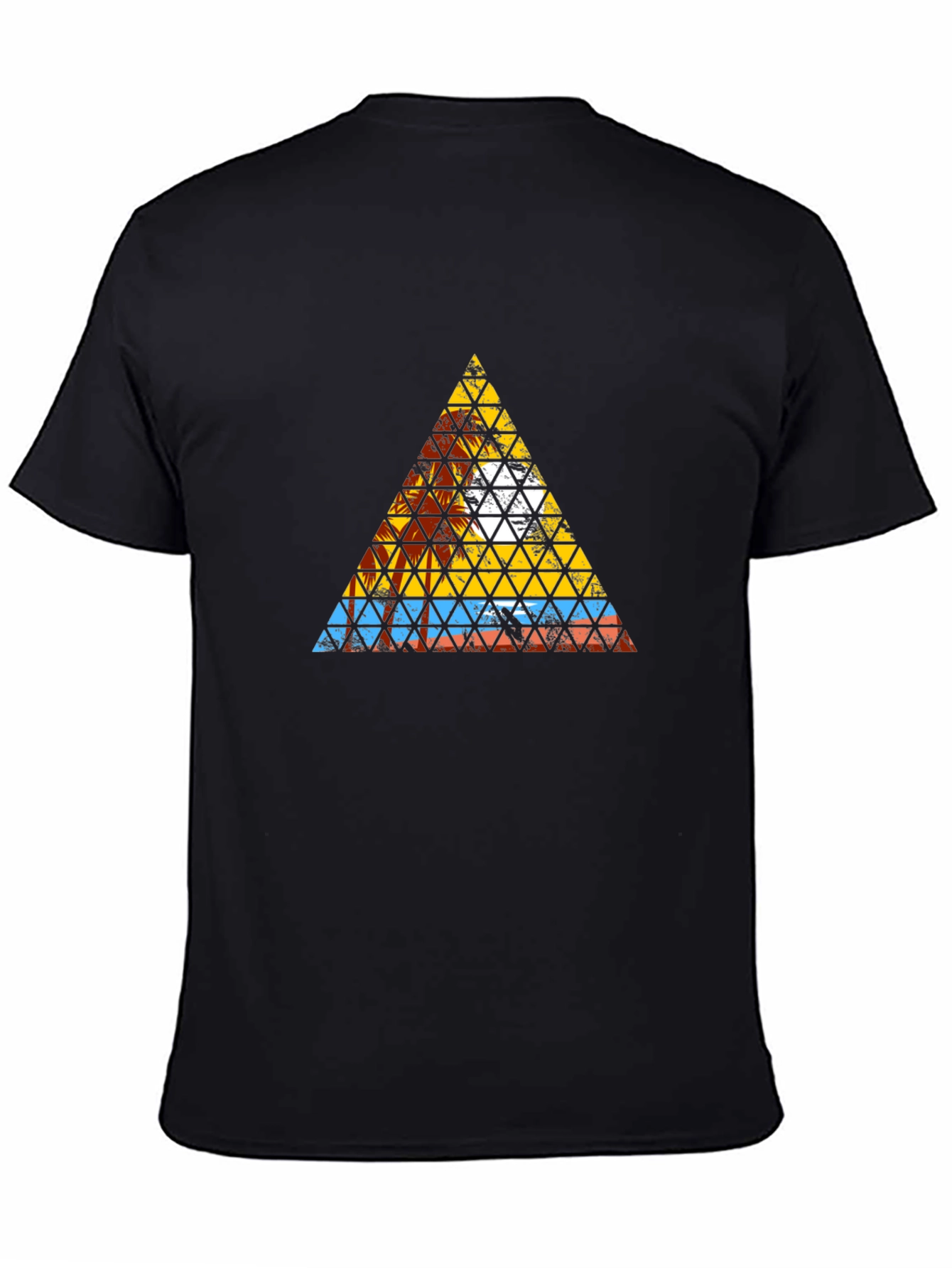 Abstract Geometric Triangle Graphic Tee - Mens Black T-Shirt
