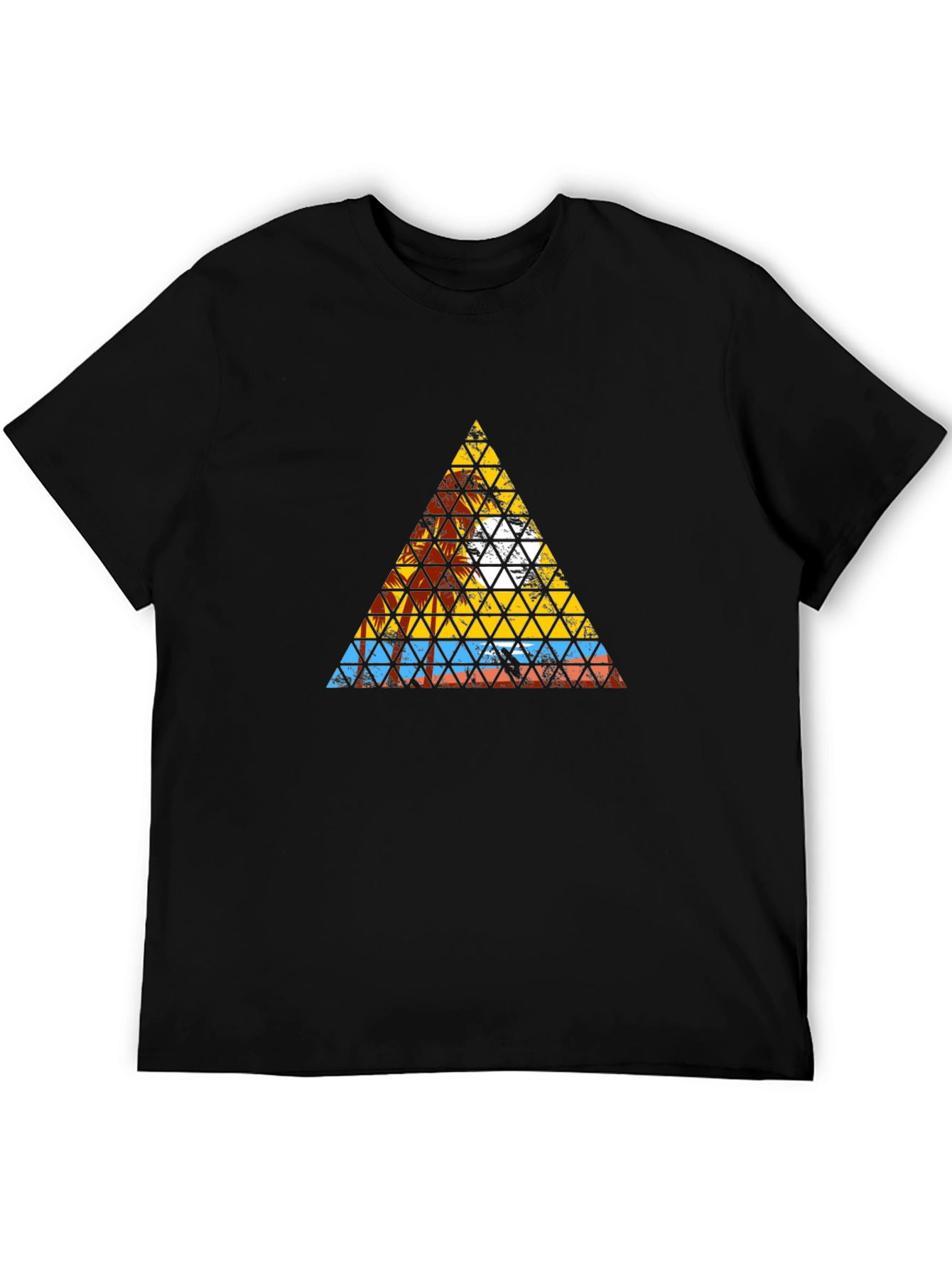 Abstract Geometric Triangle Graphic Tee - Mens Black T-Shirt