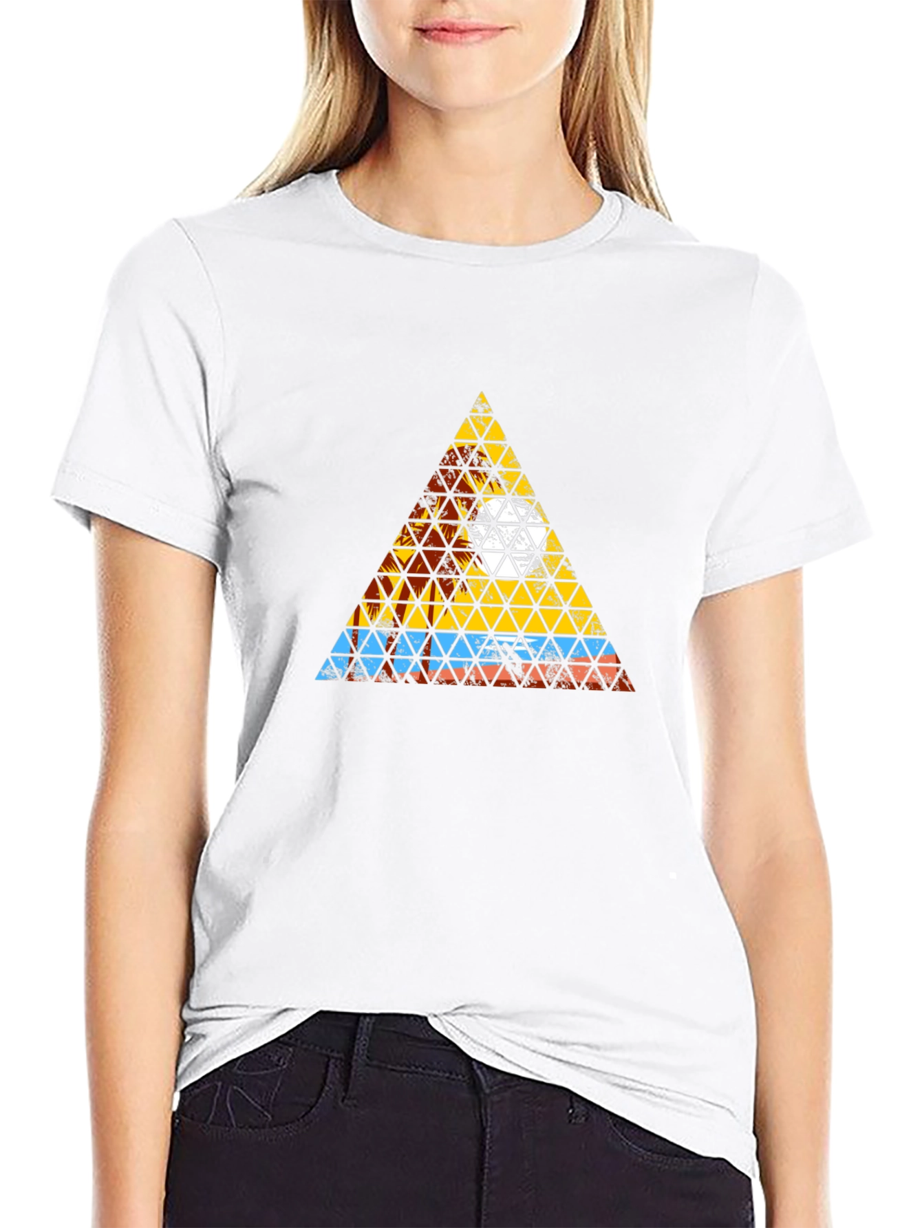 Abstract Geometric Triangle Graphic Tee - Mens Black T-Shirt