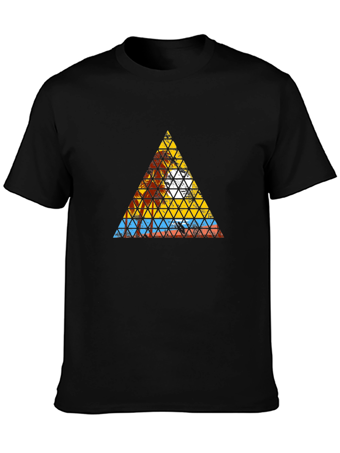 Abstract Geometric Triangle Graphic Tee - Mens Black T-Shirt
