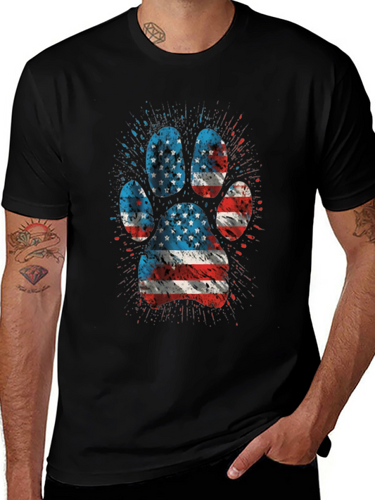 American Flag Paw Print Graphic Tee
