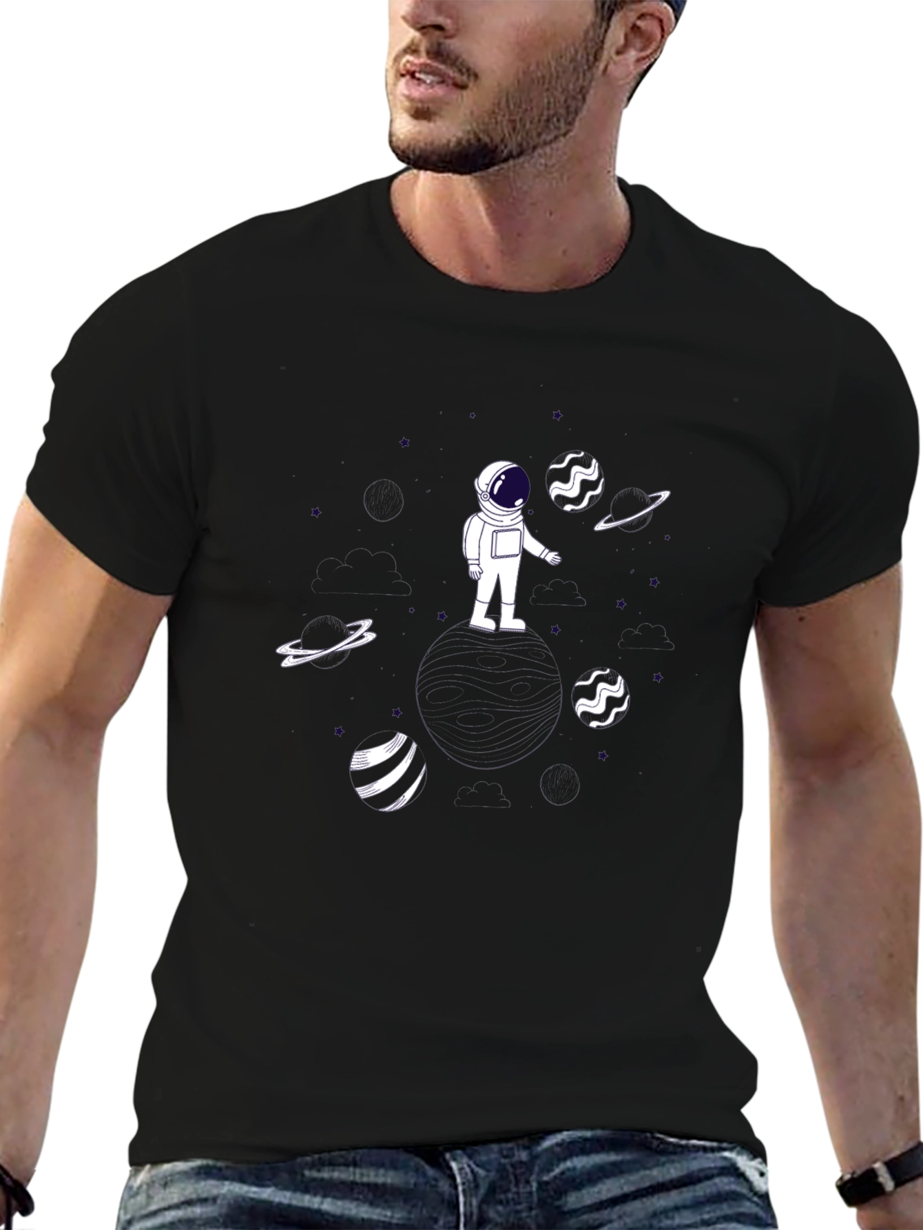 Astronaut Graphic Tee - Black Cotton T-Shirt