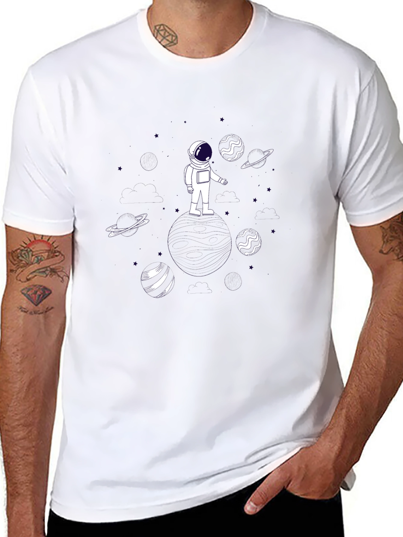 Astronaut Graphic Tee - Black Cotton T-Shirt