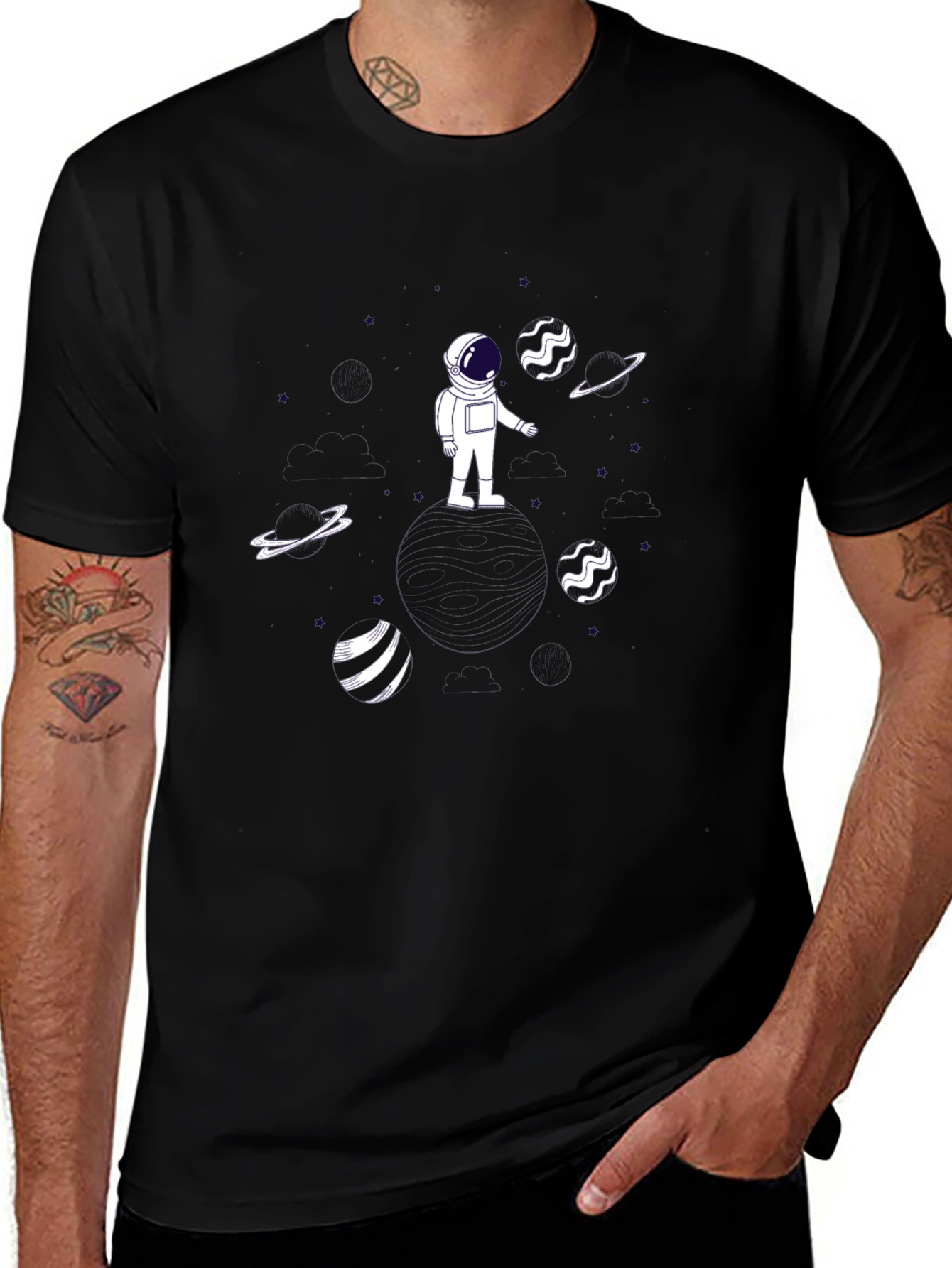 Astronaut Graphic Tee - Black Cotton T-Shirt
